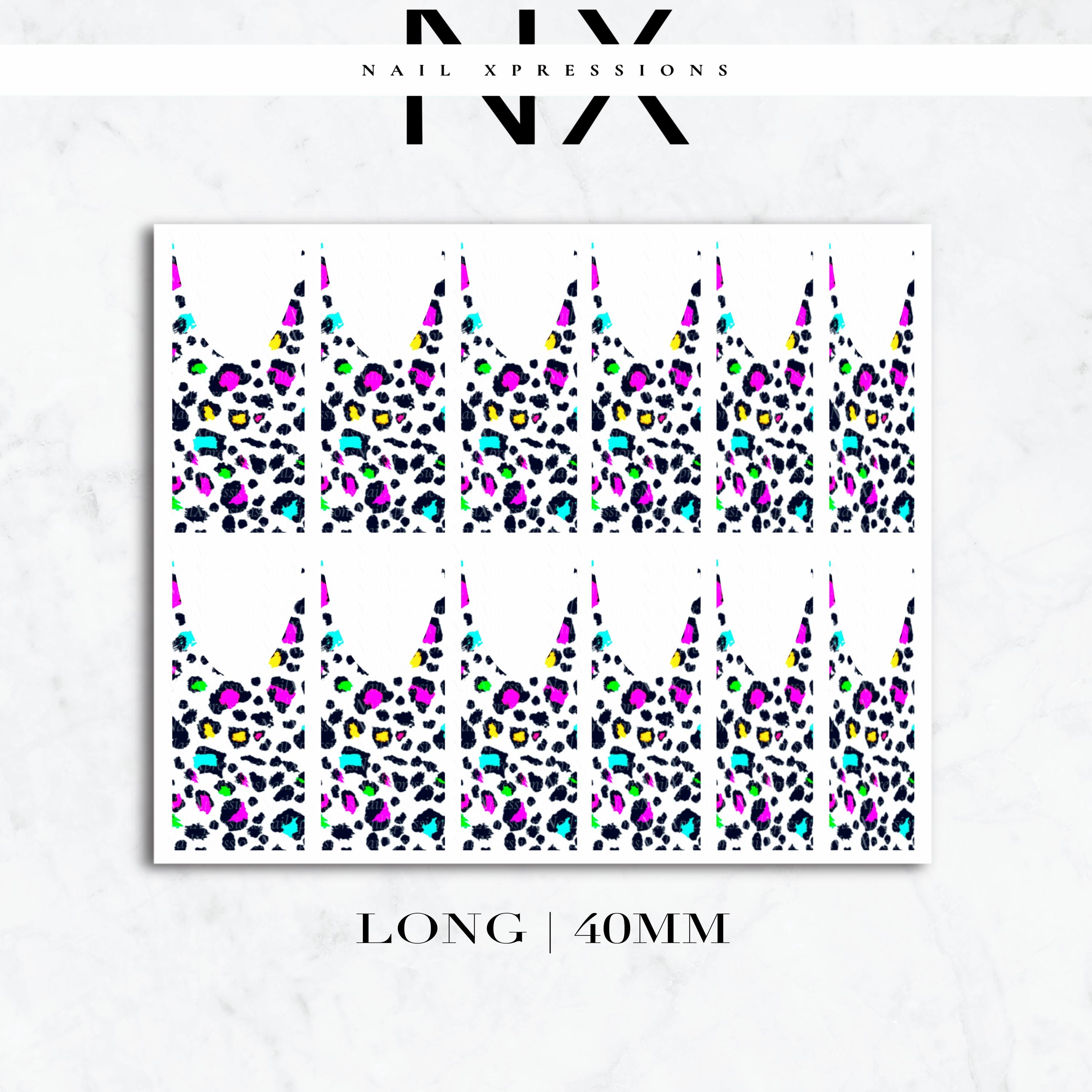 Colorful Leopard French Nail Decals | Nail Art Water Transfer | Nail Wraps