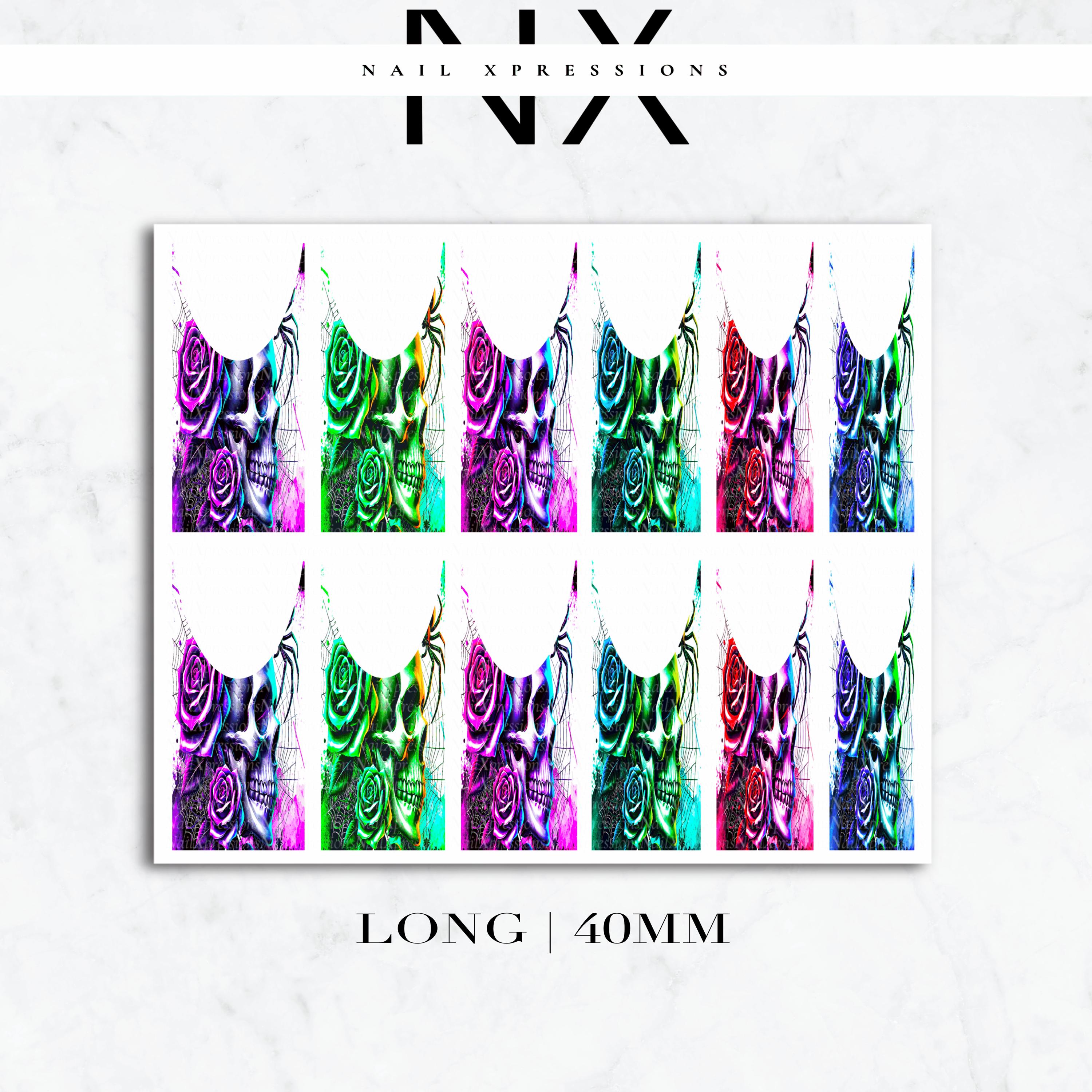 Skeleton French Nail Decals | Nail Art Water Transfer | Nail Wraps