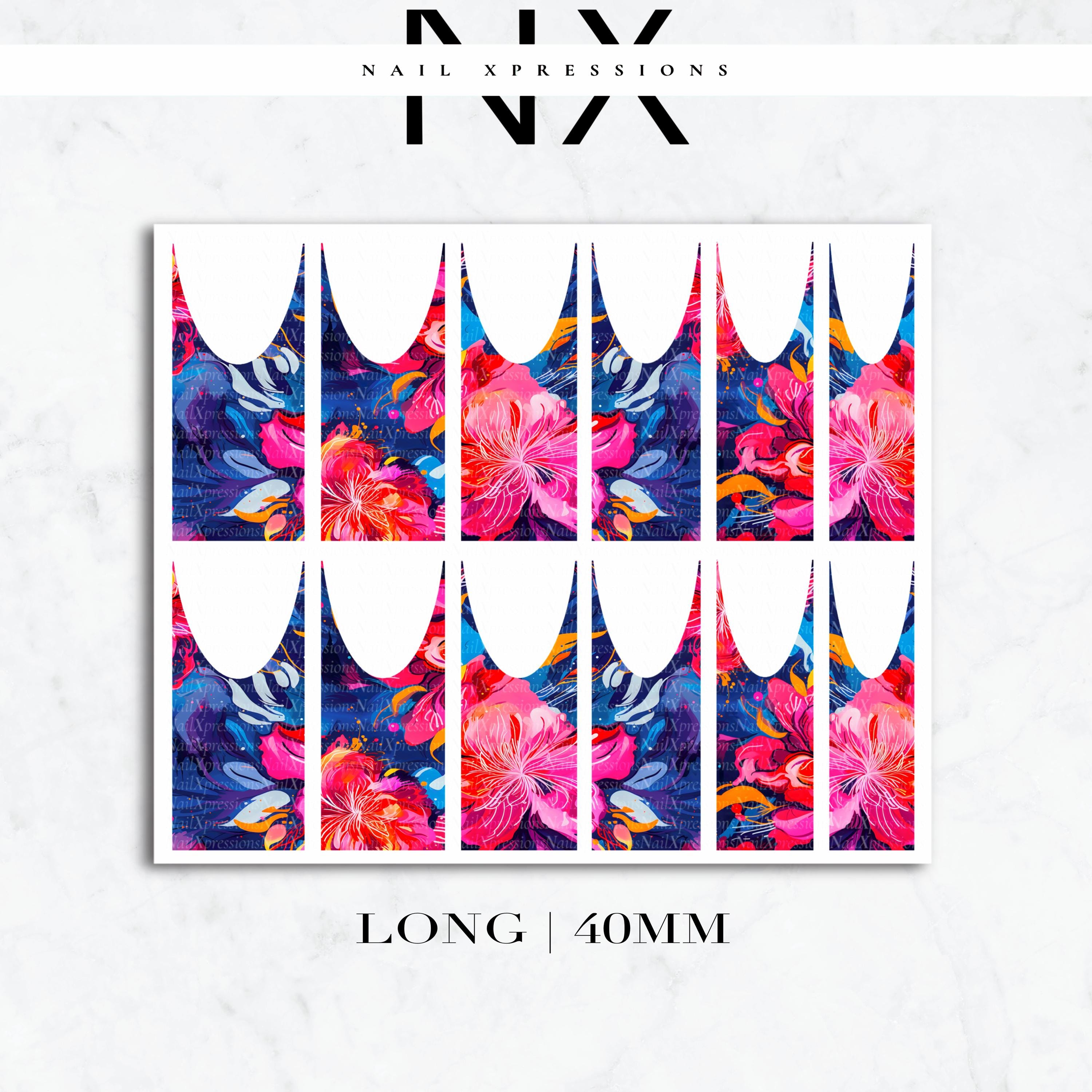 Abstract Flowers French Nail Decals | Nail Art Water Transfer | Nail Wraps