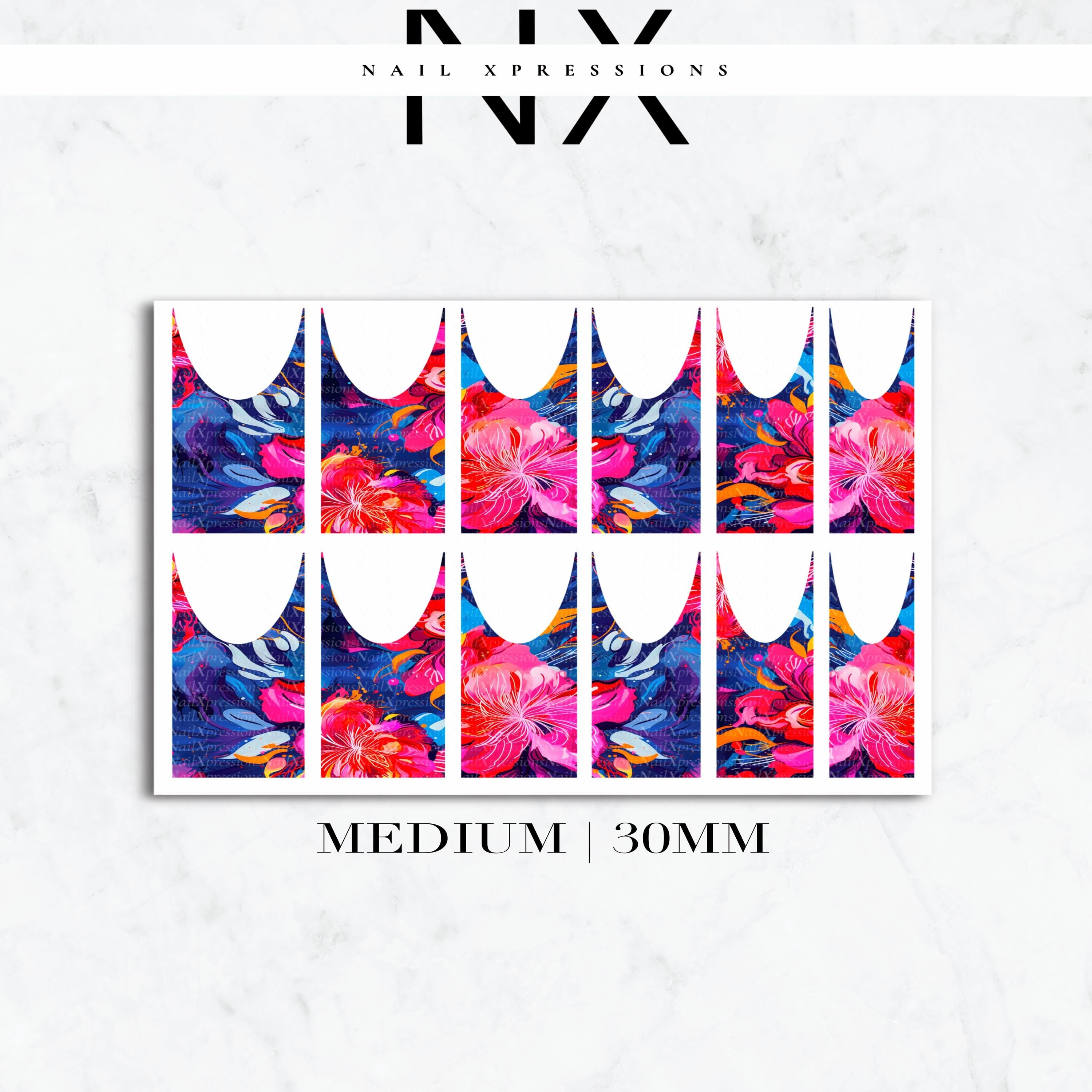 Abstract Flowers French Nail Decals | Nail Art Water Transfer | Nail Wraps