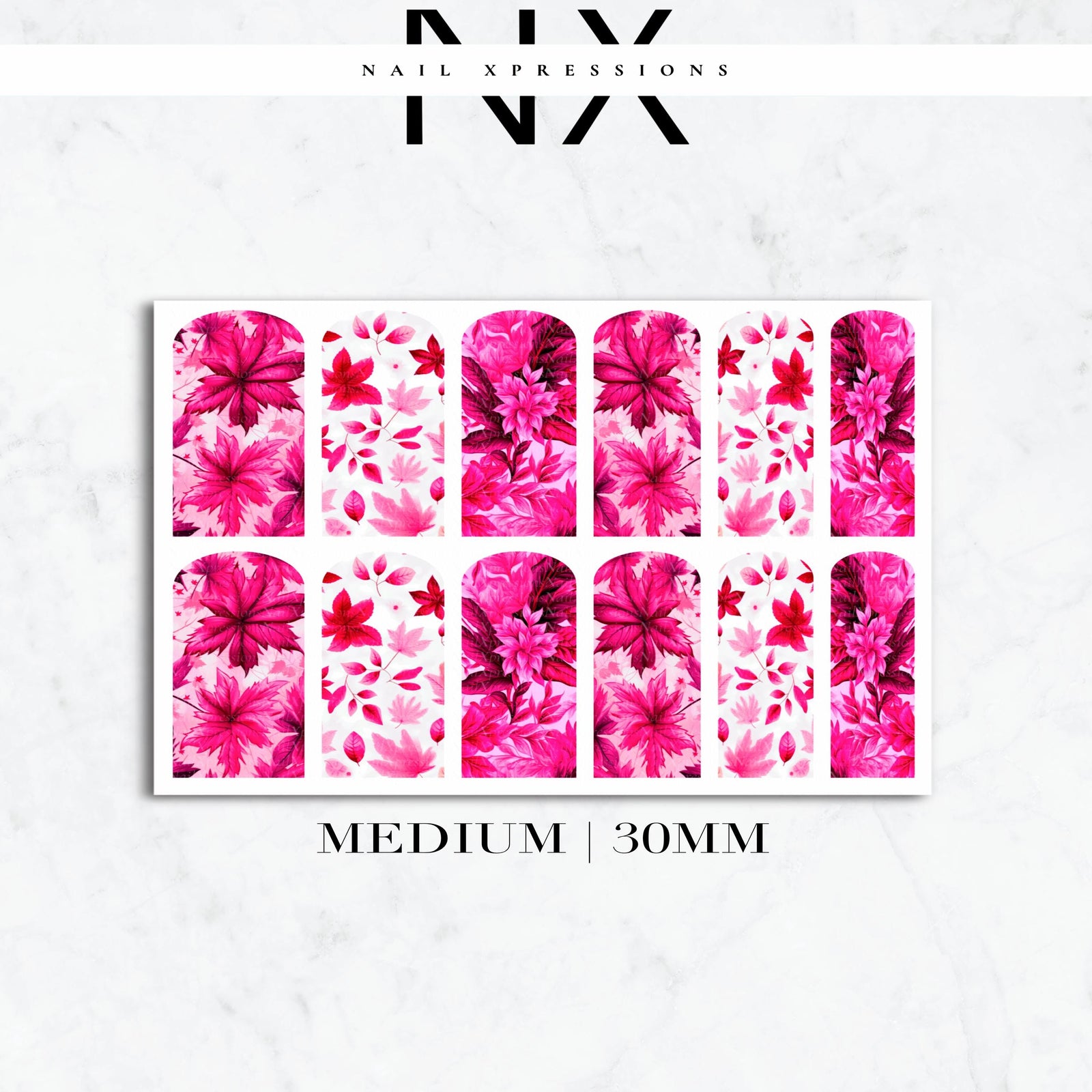 Pink Fall, Poinsettias & Autumn Leave Nail Decals | Nail Art Water Transfer | Nail Wraps