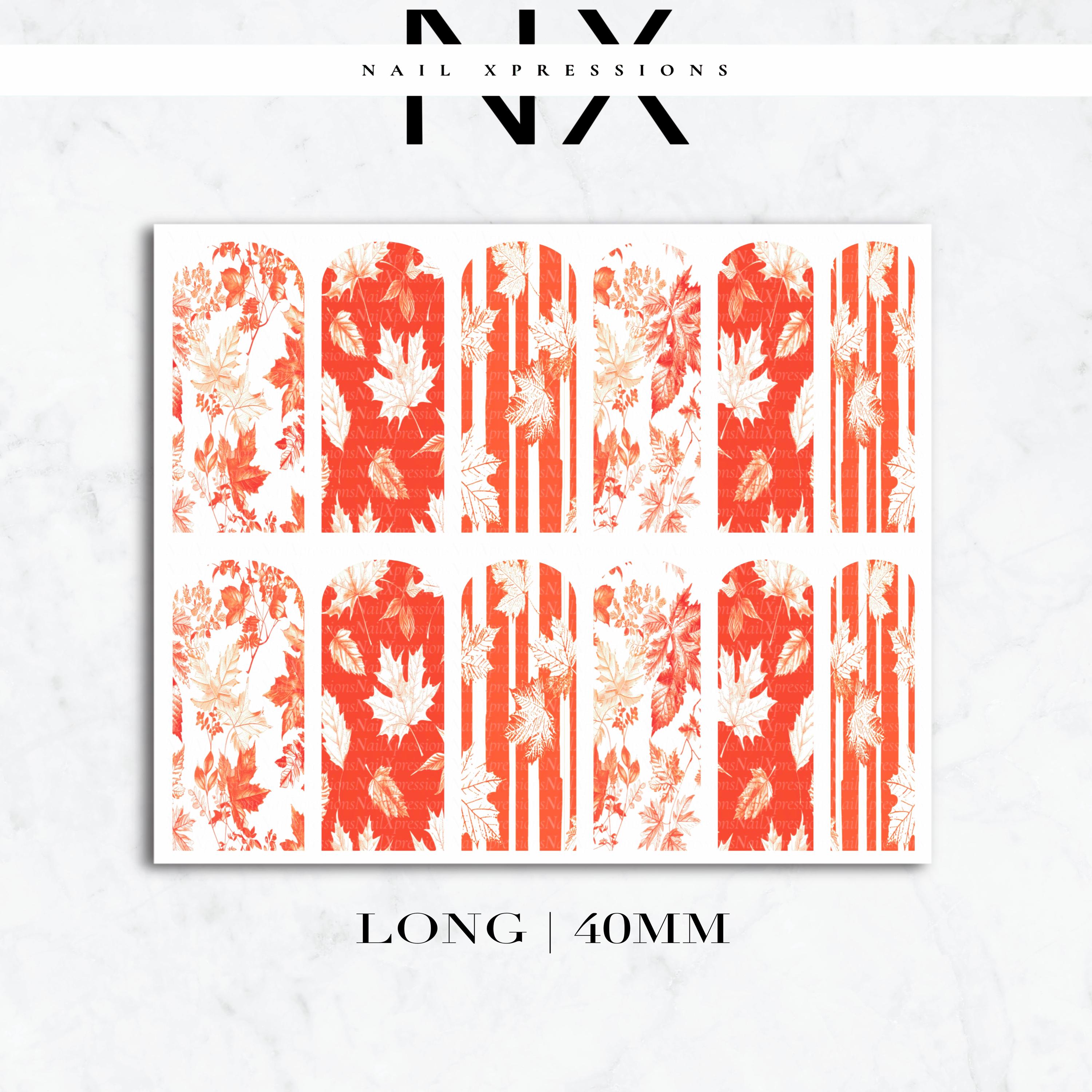 Golden Maple Fall Nail Decals | Nail Art Water Transfer | Nail Wraps