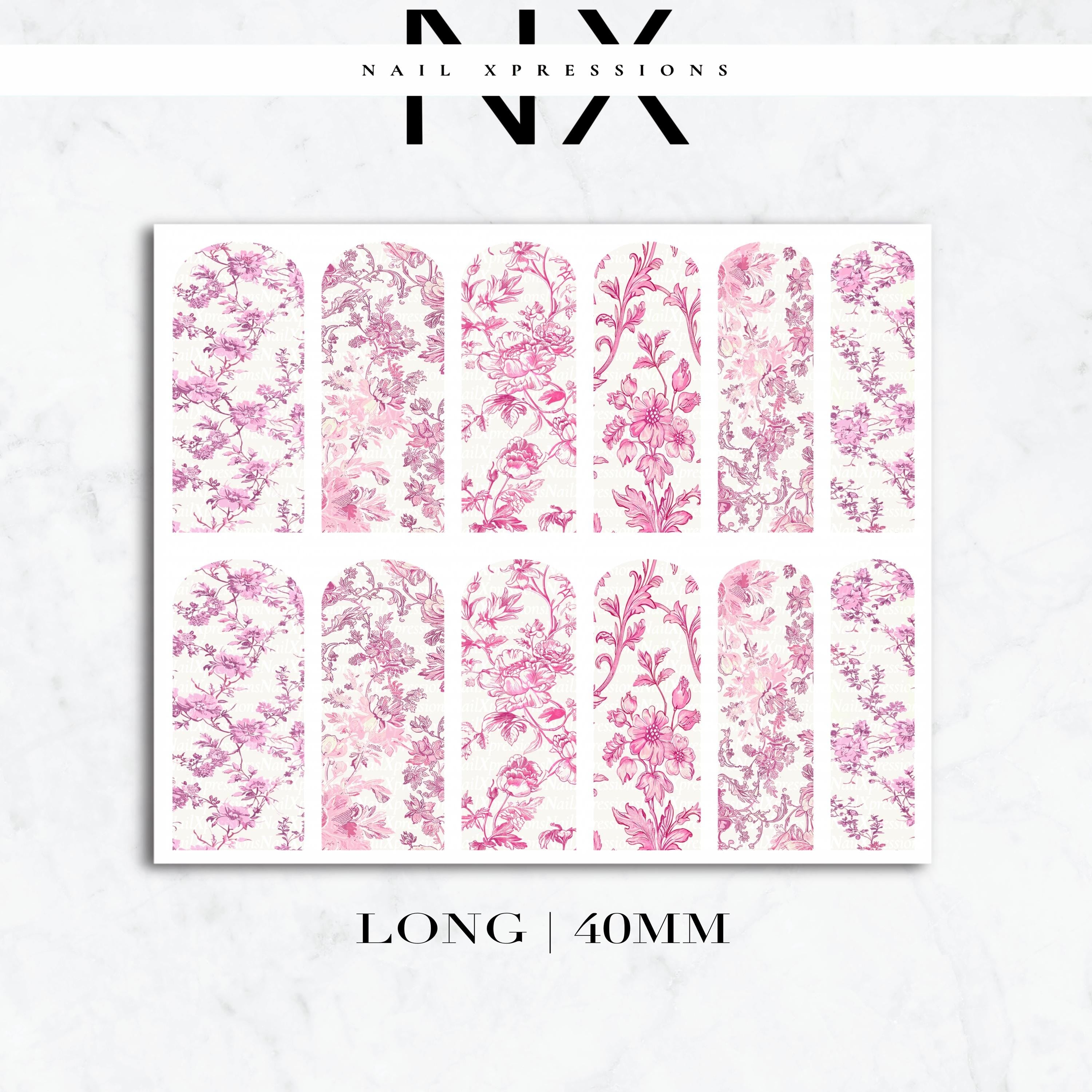 Pink Toile De Jouy Nail Decals | Nail Art Water Transfer | Nail Wraps