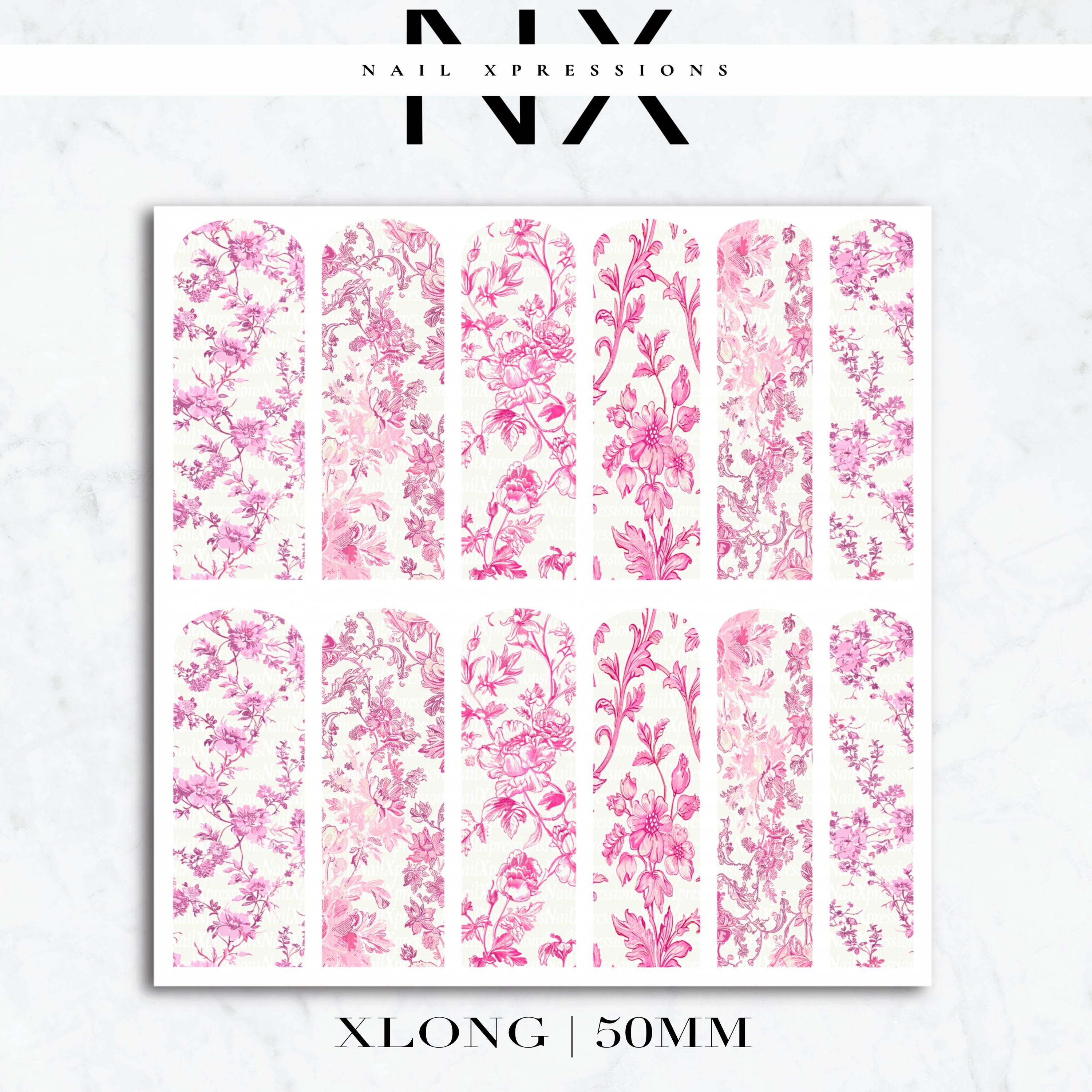 Pink Toile De Jouy Nail Decals | Nail Art Water Transfer | Nail Wraps