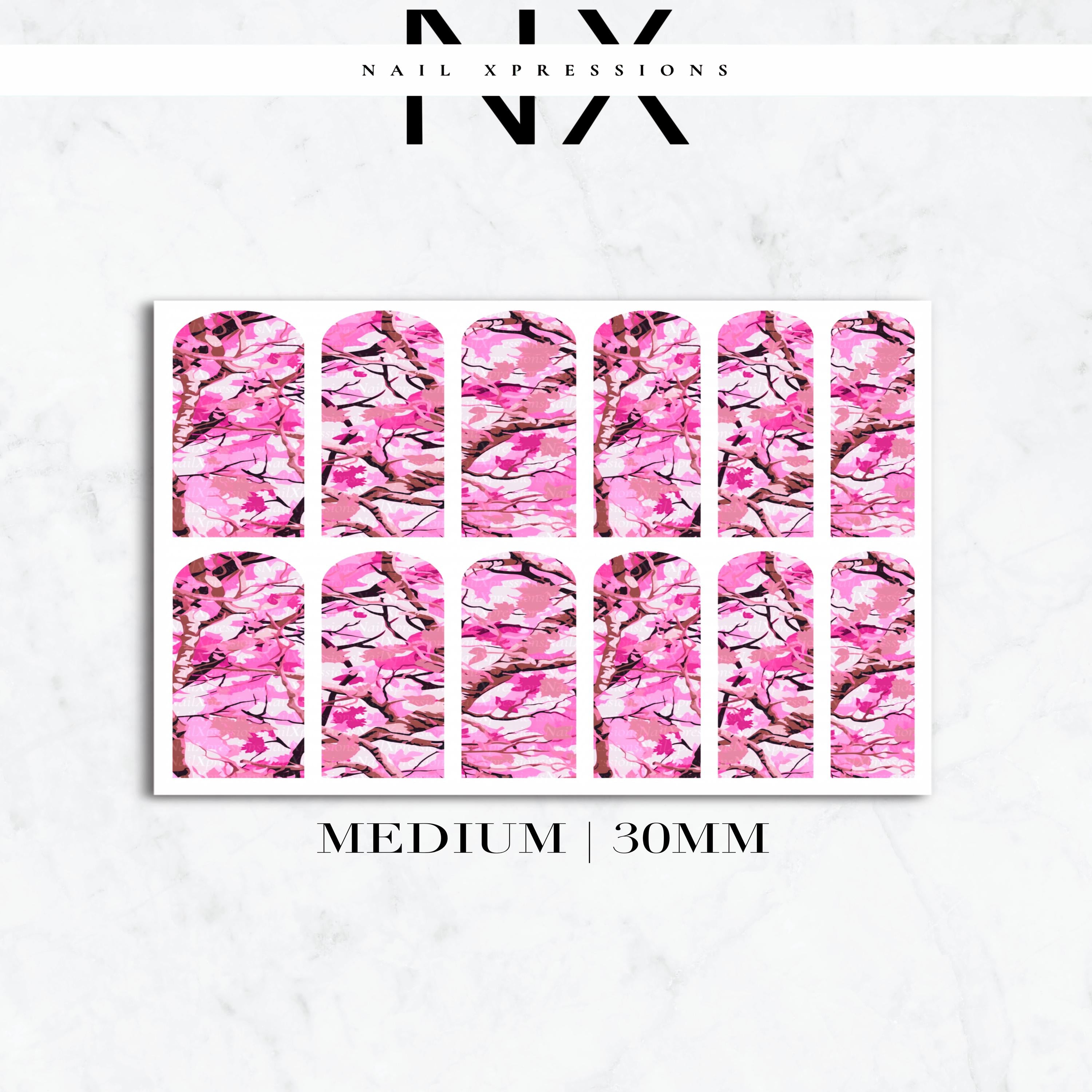 Pink Camouflage Realistic Nail Decals | Nail Art Water Transfer | Nail Wraps