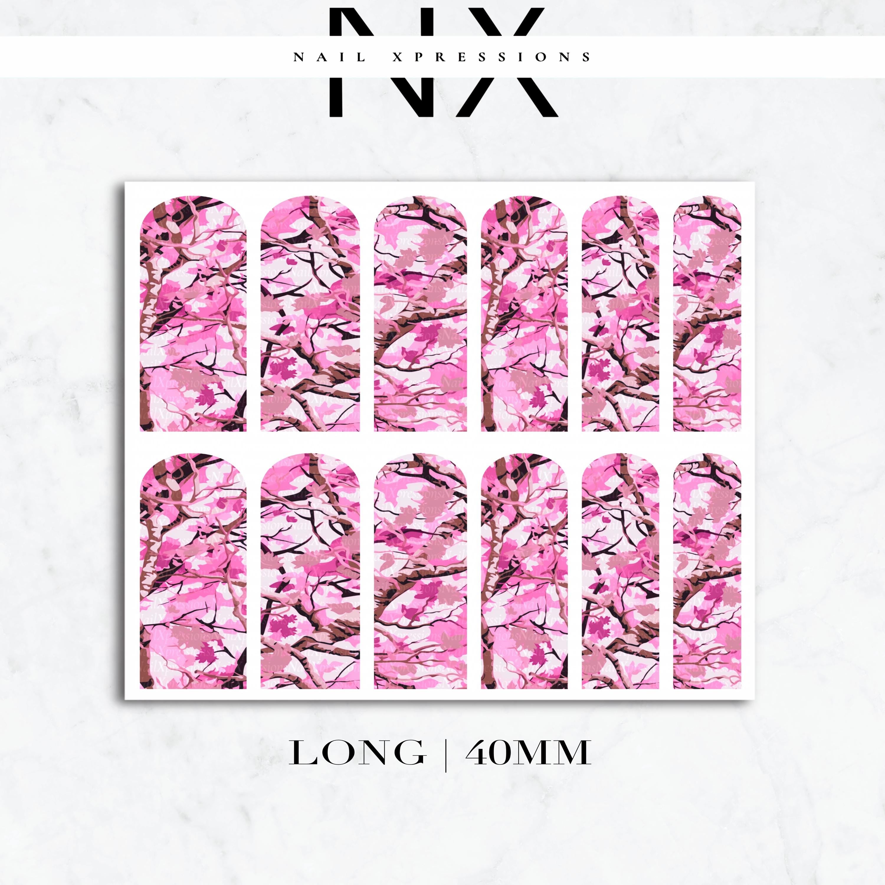 Pink Camouflage Realistic Nail Decals | Nail Art Water Transfer | Nail Wraps