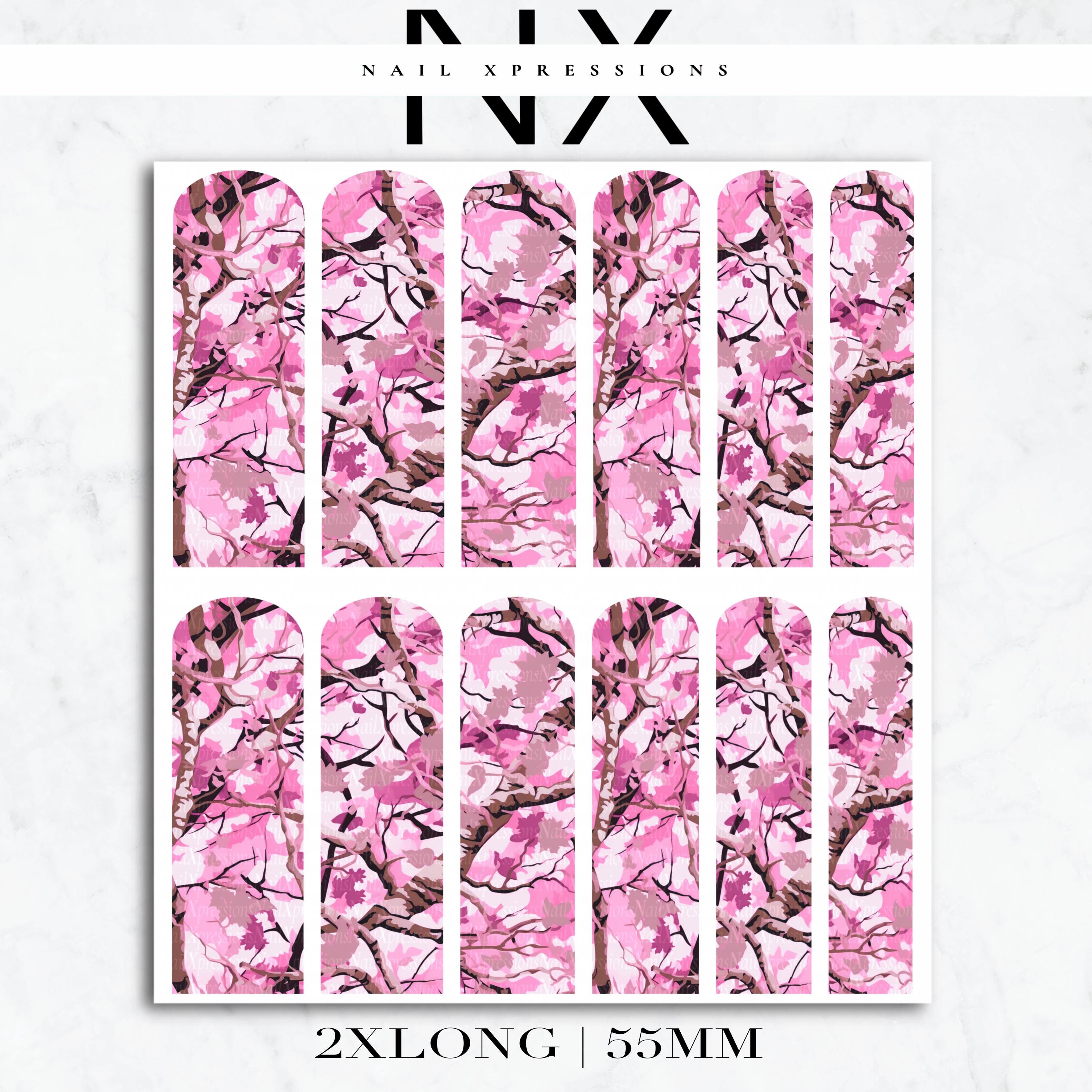 Pink Camouflage Realistic Nail Decals | Nail Art Water Transfer | Nail Wraps