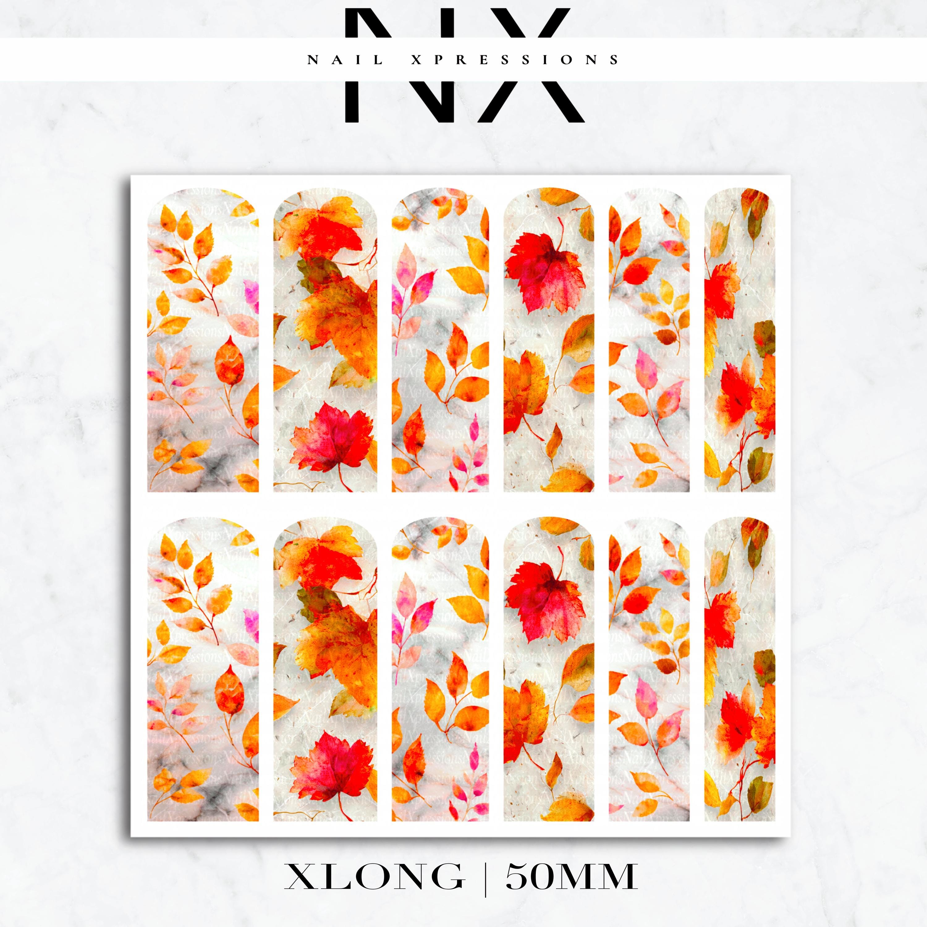 Autumn Leave Marble Nail Decals | Nail Art Water Transfer | Nail Wraps