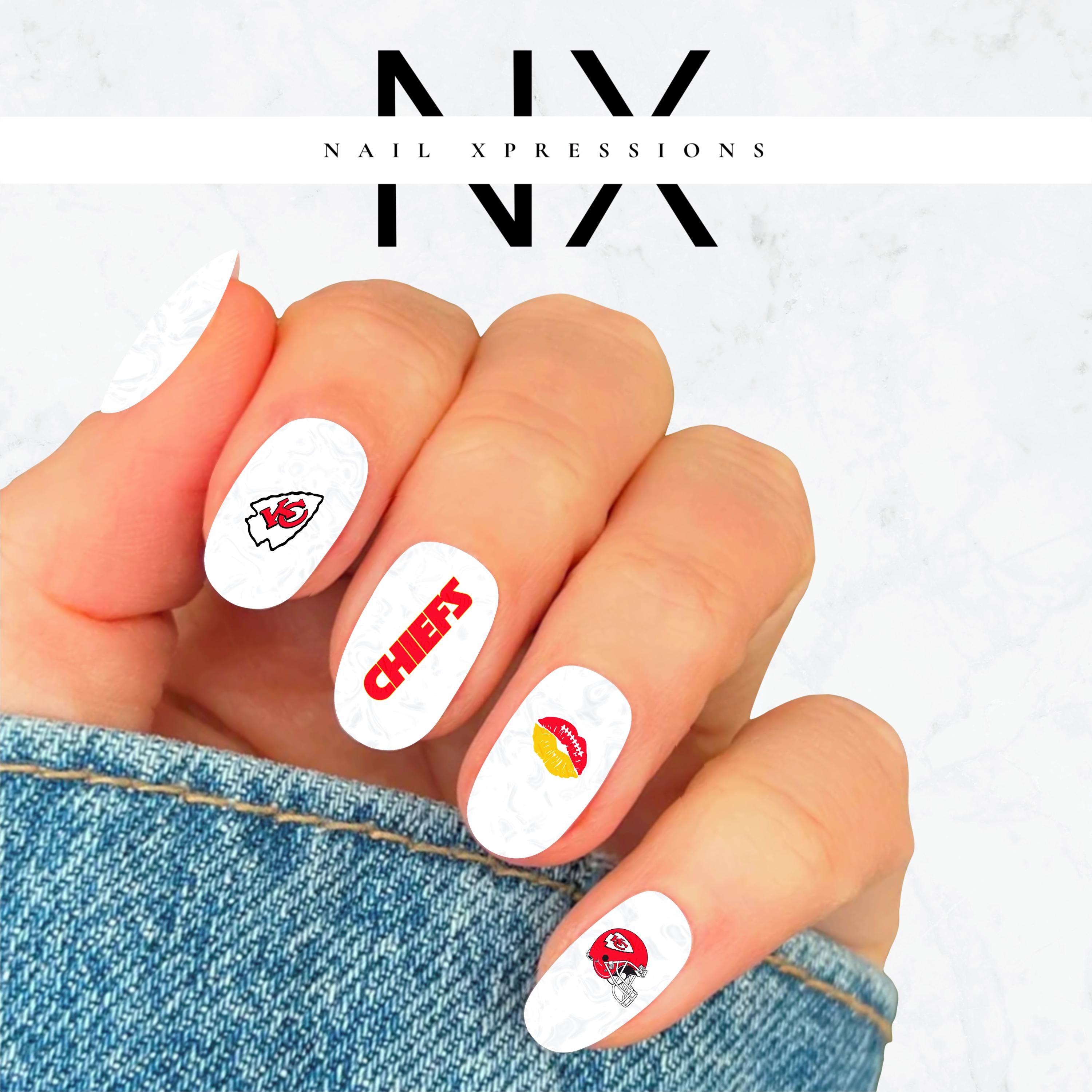 Chiefs Football Water Nail Decals
