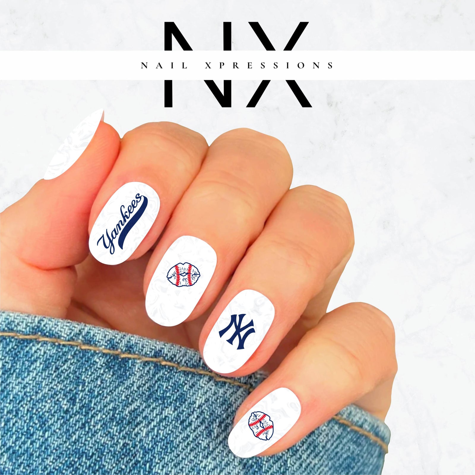 Baseball Yankee Water Nail Decals