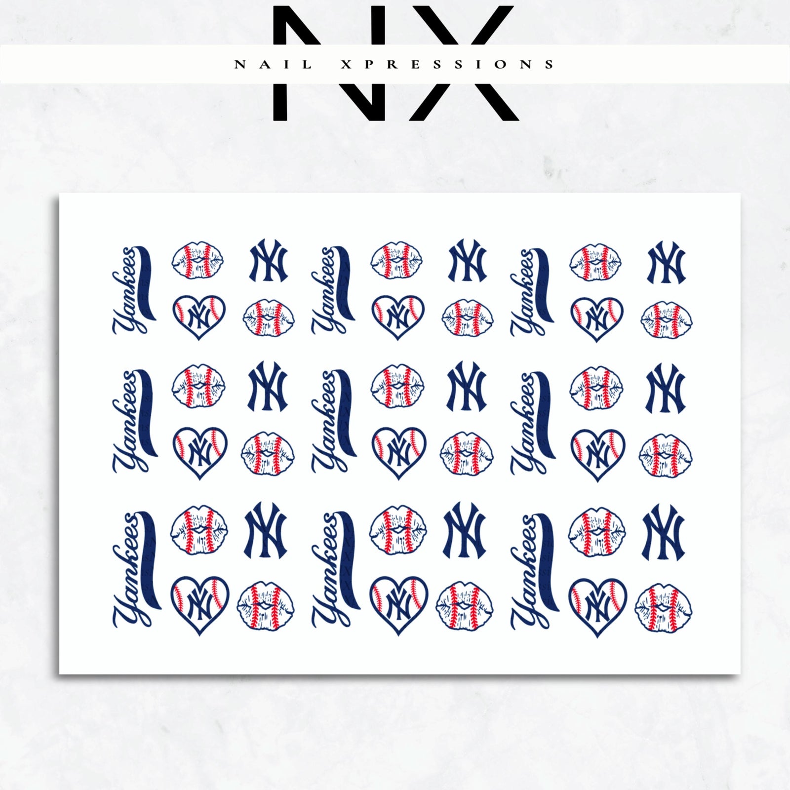 Baseball Yankee Water Nail Decals
