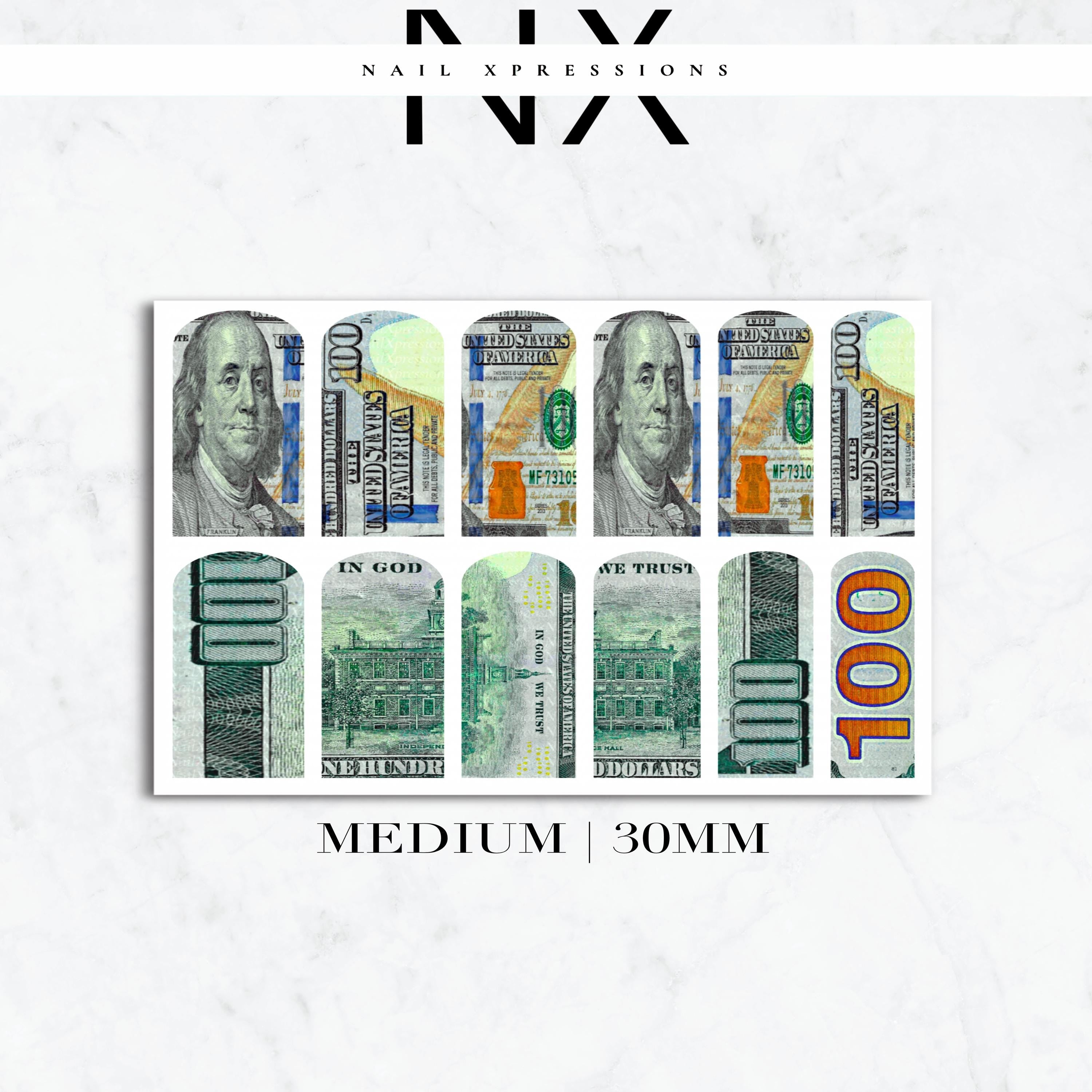 Benjamin Bill Nail Decals | Nail Art Water Transfer | Nail Wraps