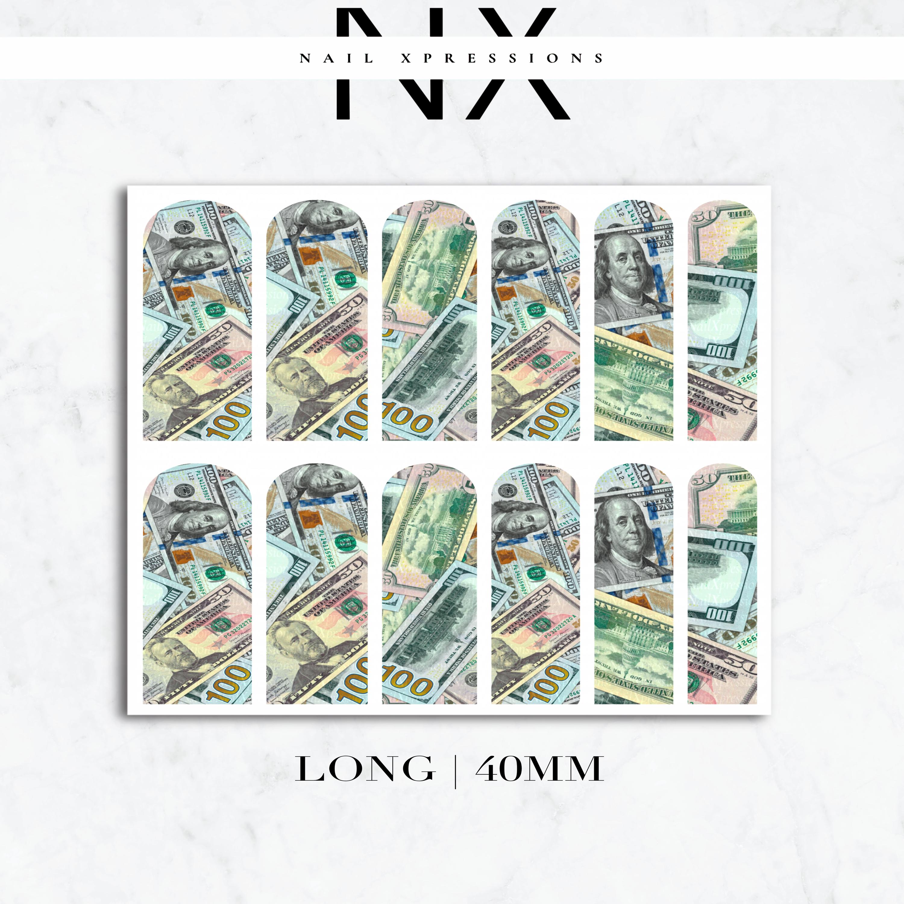 Scattered Bills Money Nail Decals | Nail Art Water Transfer | Nail Wraps