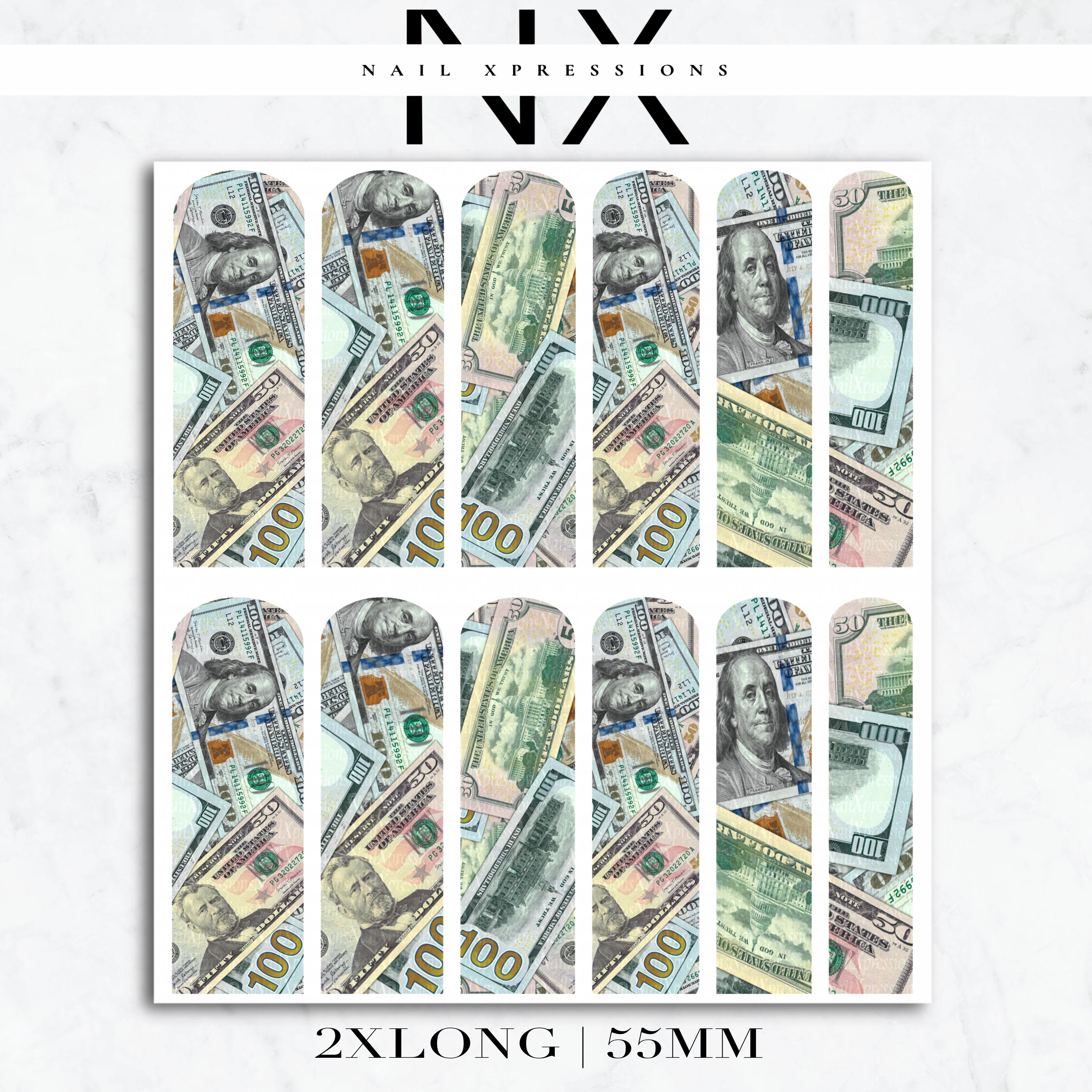 Scattered Bills Money Nail Decals | Nail Art Water Transfer | Nail Wraps