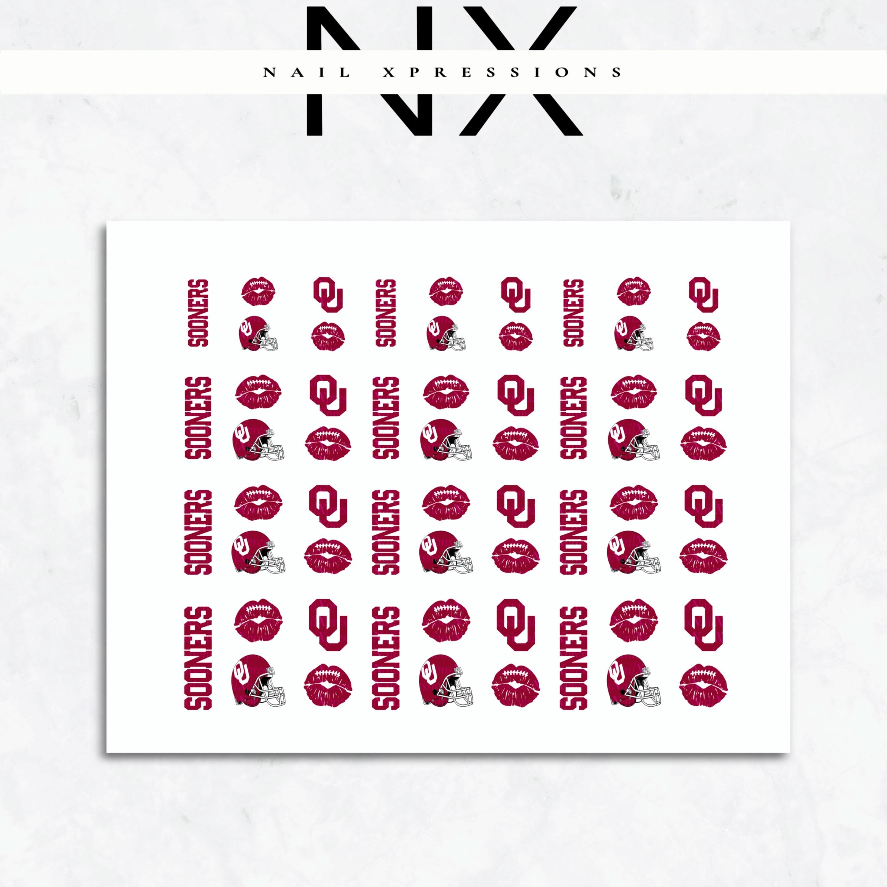 Sooners Football Nail Art | Football Nail Stickers or Nail Water Decals