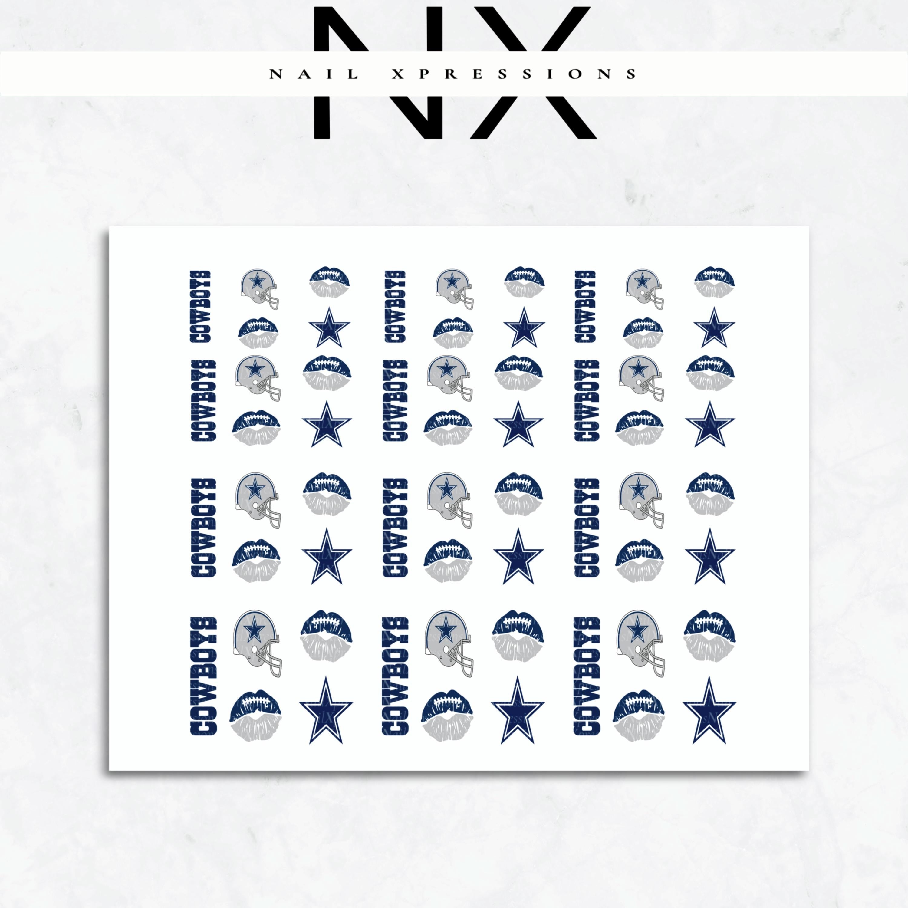 Cowboys Football Nail Art | Football Nail Stickers or Nail Water Decals