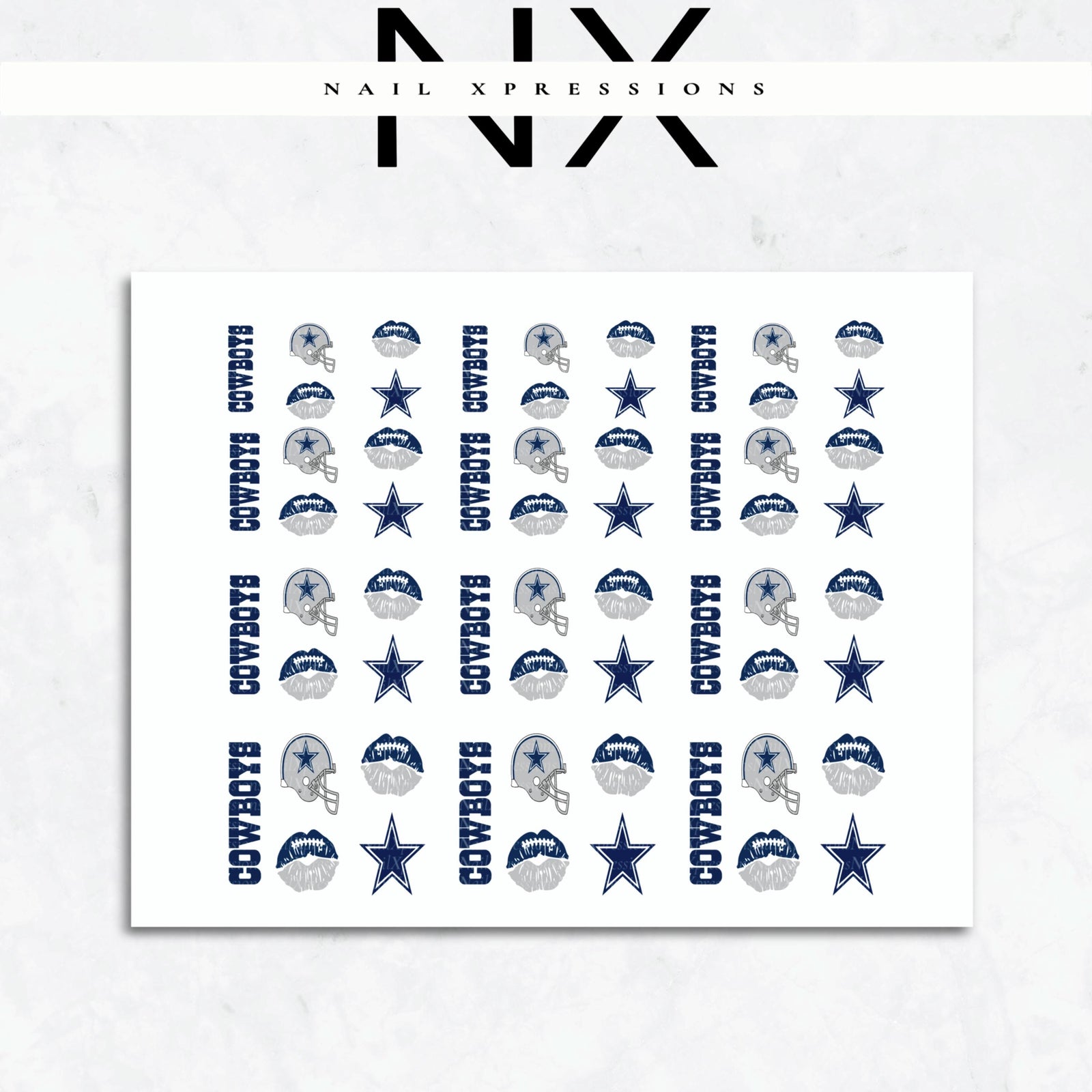 Cowboys Football Nail Art | Football Nail Stickers or Nail Water Decals