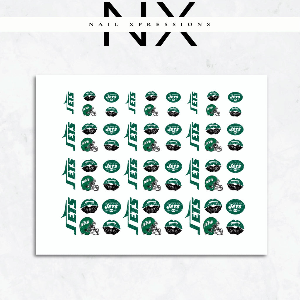 Jets Football Nail Art | Football Nail Stickers or Nail Water Decals
