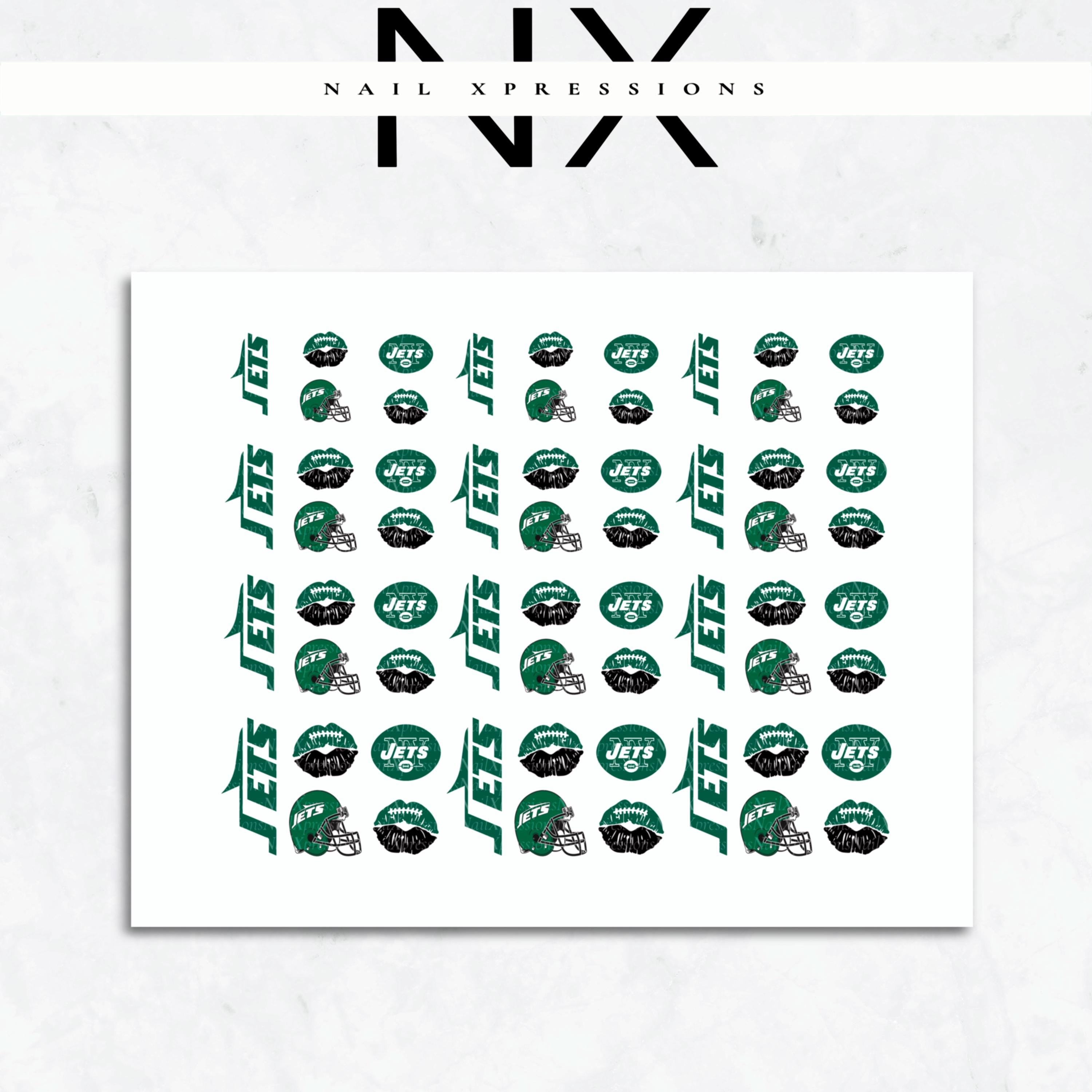 Jets Football Nail Art | Football Nail Stickers or Nail Water Decals