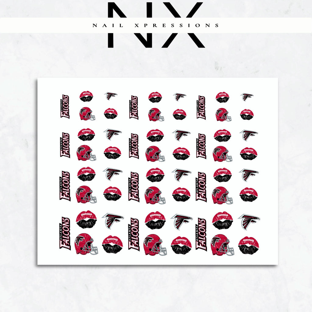 Atlanta Falcons Football Nail Art | Football Nail Stickers or Nail Water Decals