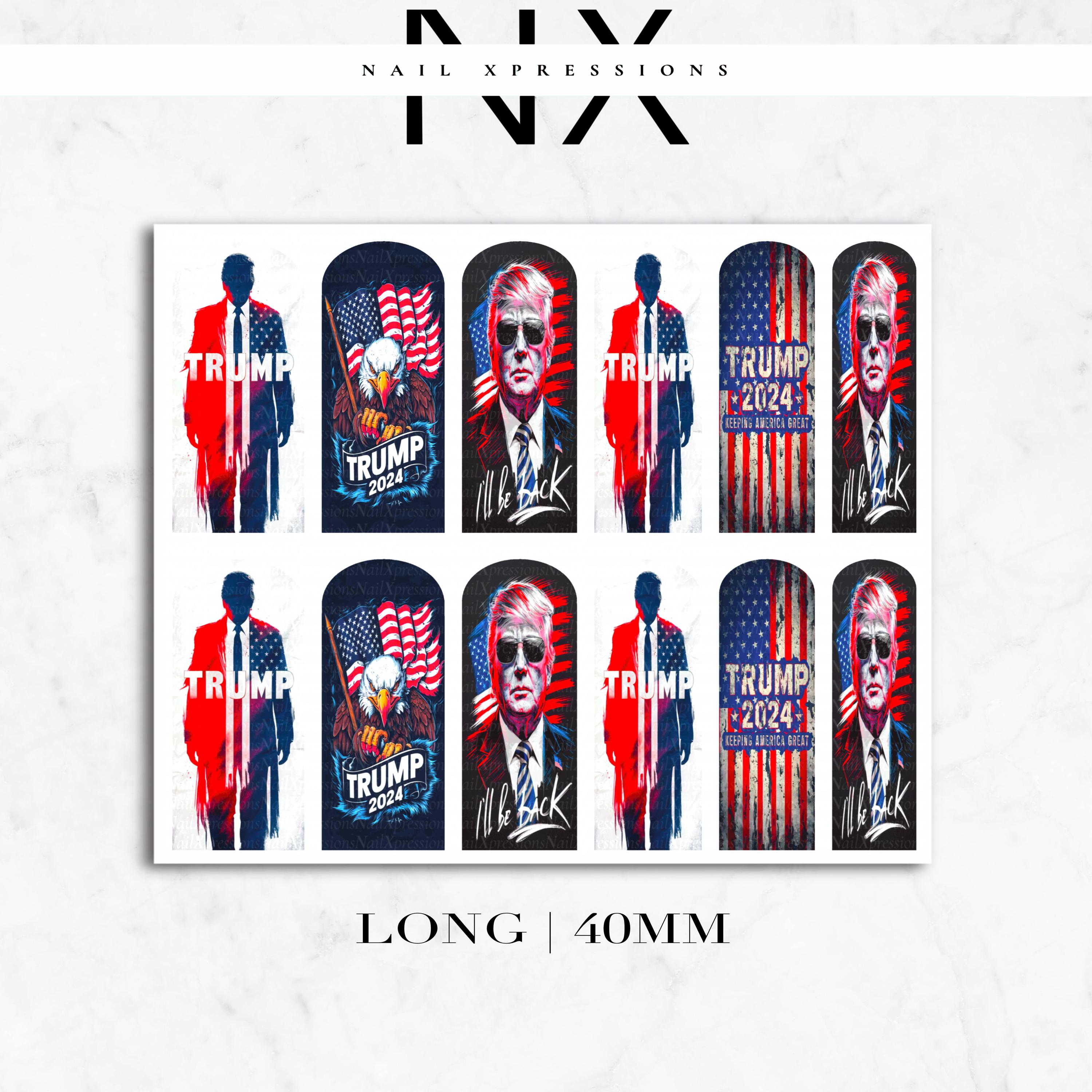 Trump 2024 Nail Decals | Nail Art Water Transfer | Nail Wraps