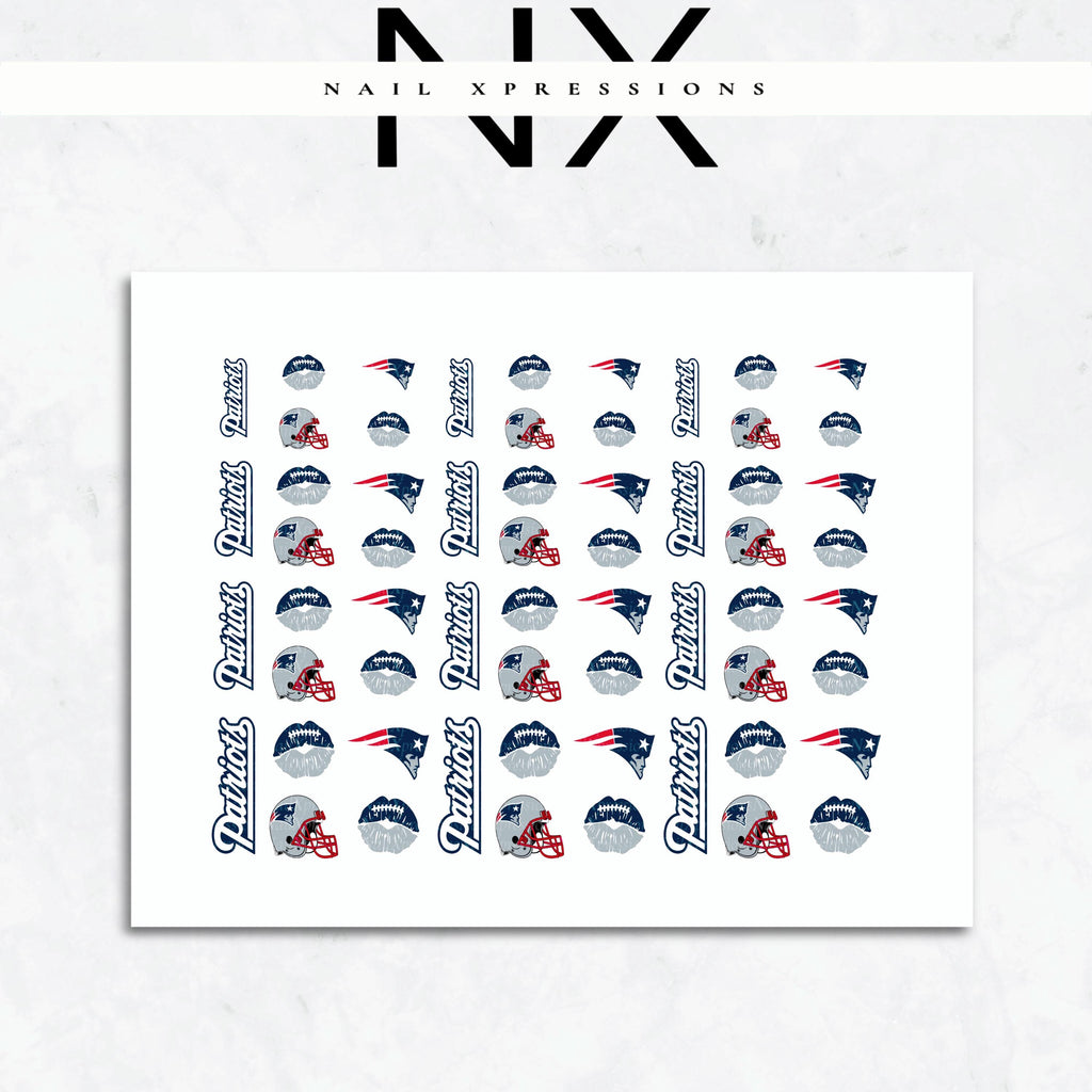 Patriots Football Nail Art | Football Nail Stickers or Nail Water Decals