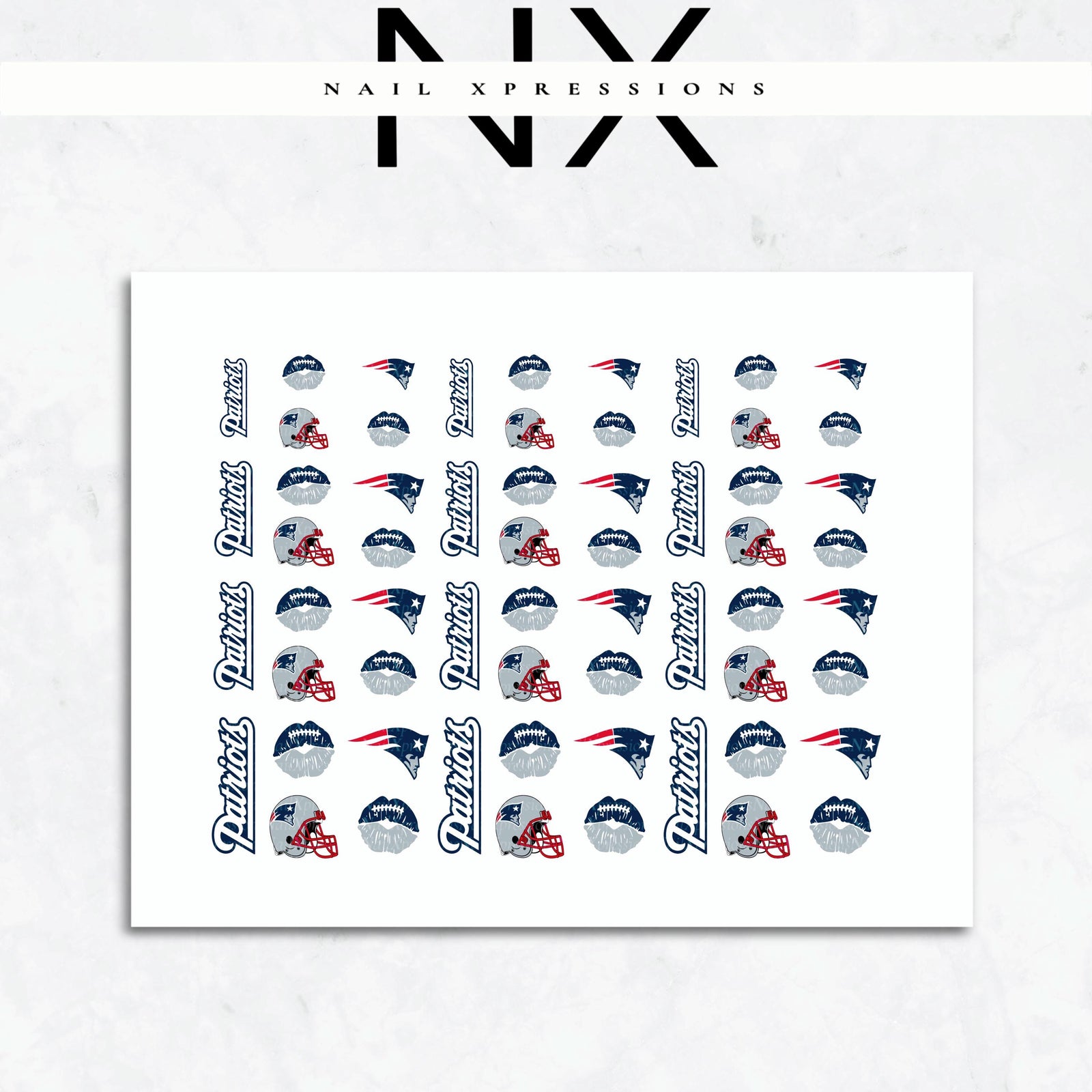 Patriots Football Nail Art | Football Nail Stickers or Nail Water Decals