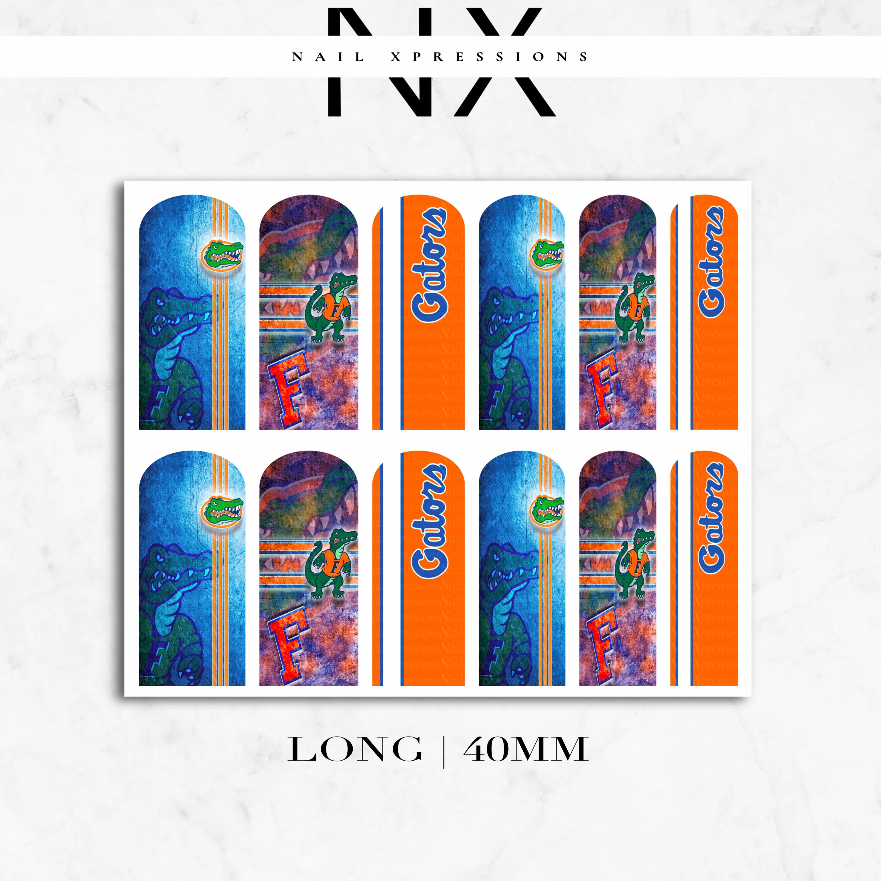 Florida Gators Football Nail Art | Waterslide Nail Wraps | Football Nail Designs