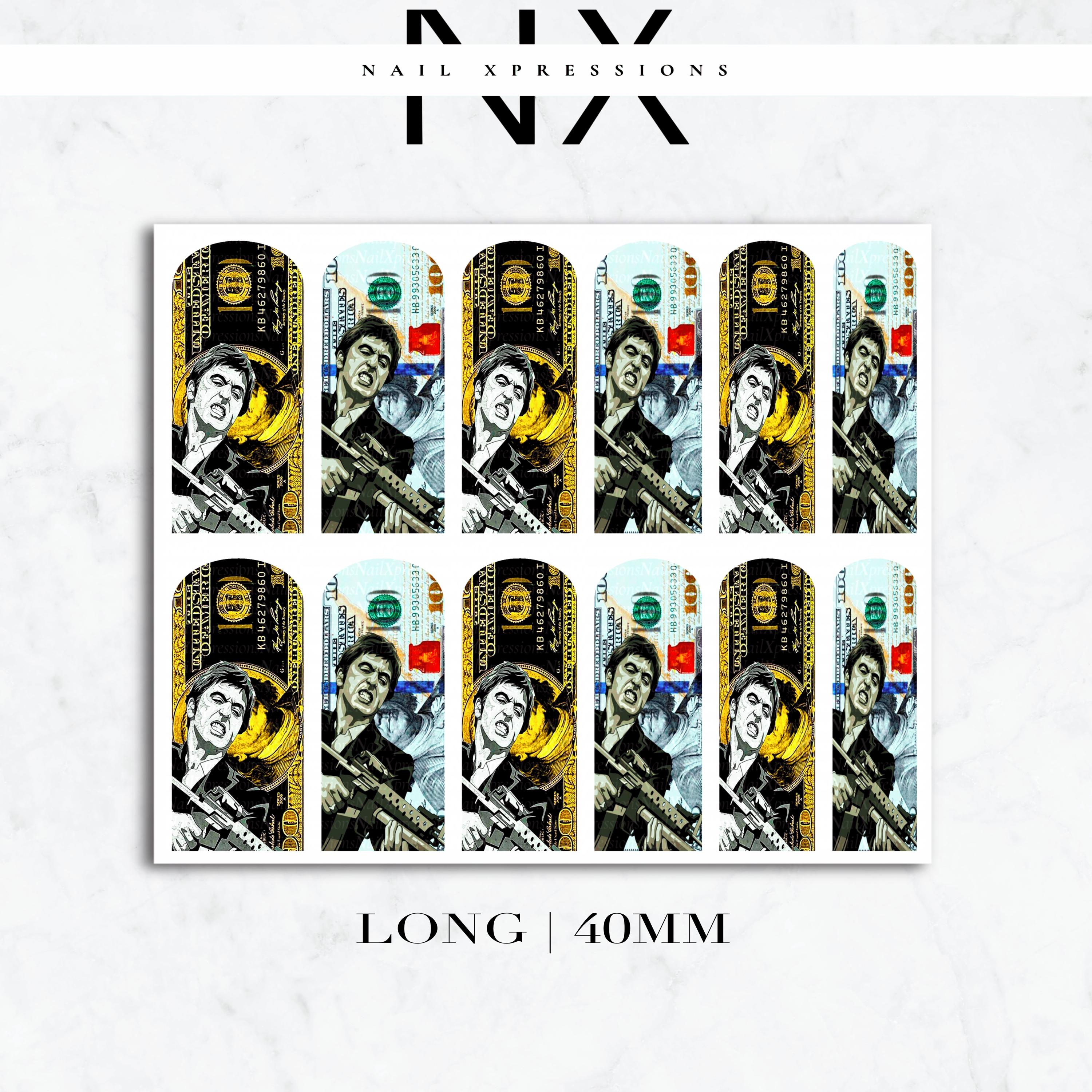 Scarface Bill Money Nail Decals | Nail Art Water Transfer | Nail Wraps