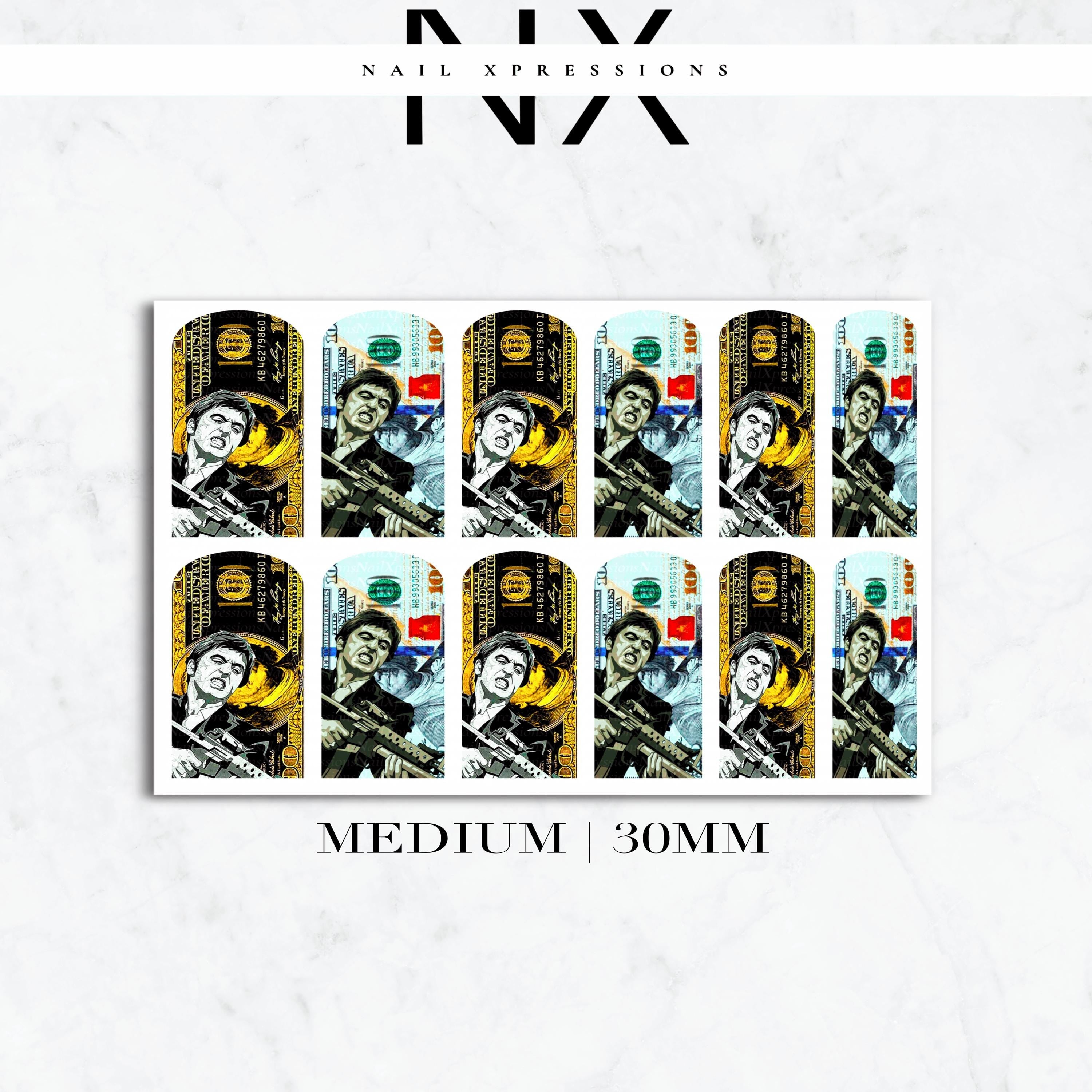 Scarface Bill Money Nail Decals | Nail Art Water Transfer | Nail Wraps