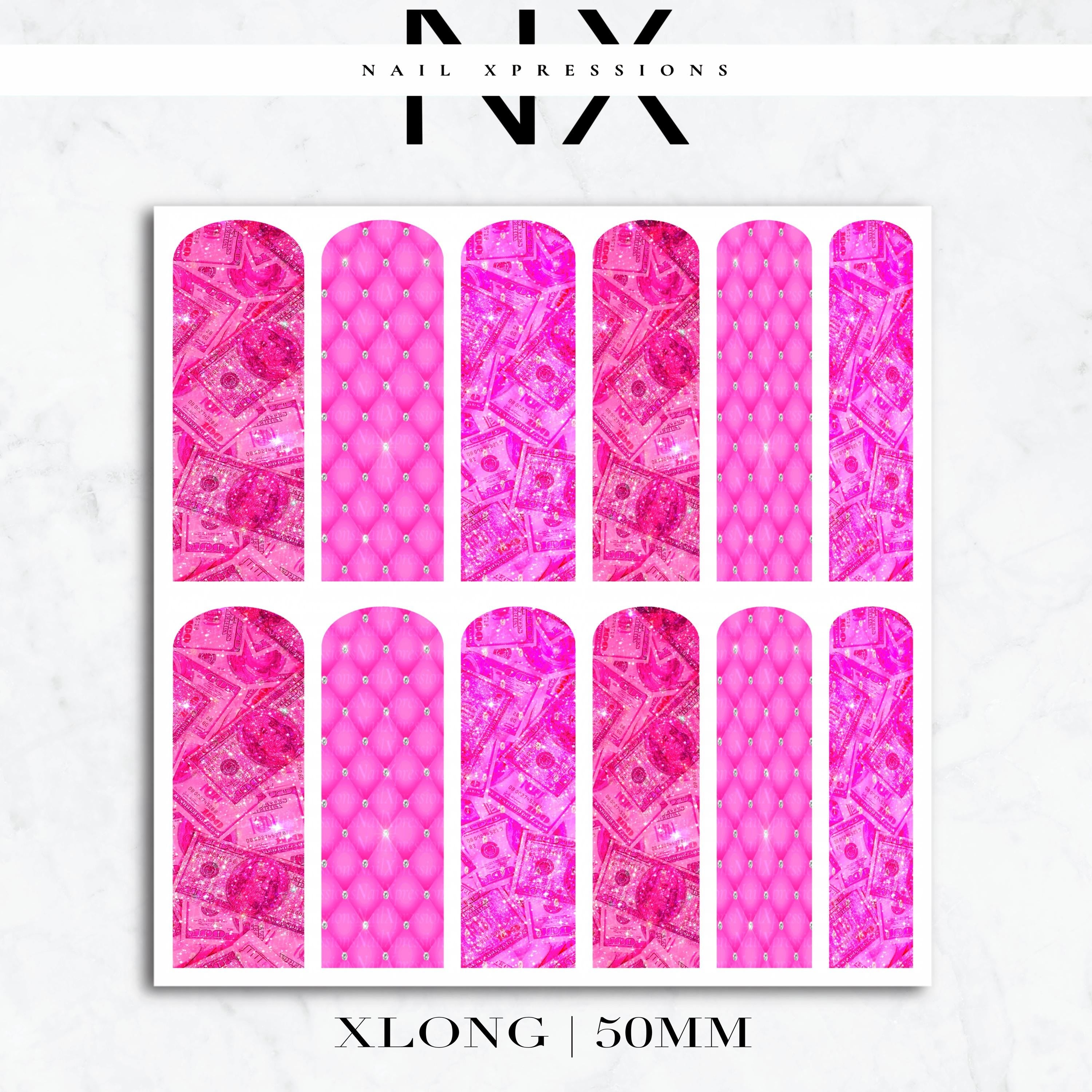 Pink Money Nail Decals | Nail Art Water Transfer | Nail Wraps