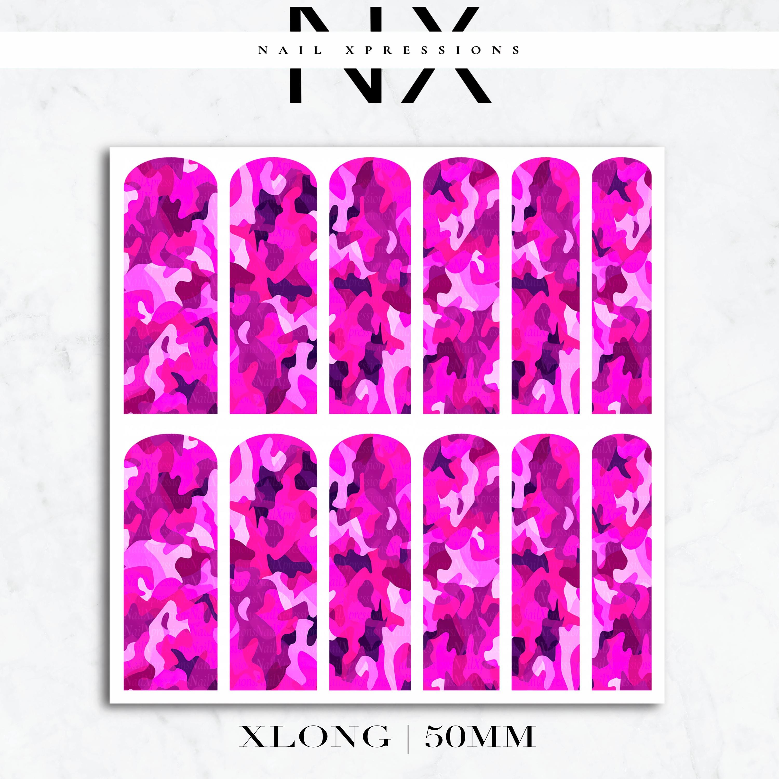 Pink Camoflauge Nail Decals | Nail Art Water Transfer | Nail Wraps p
