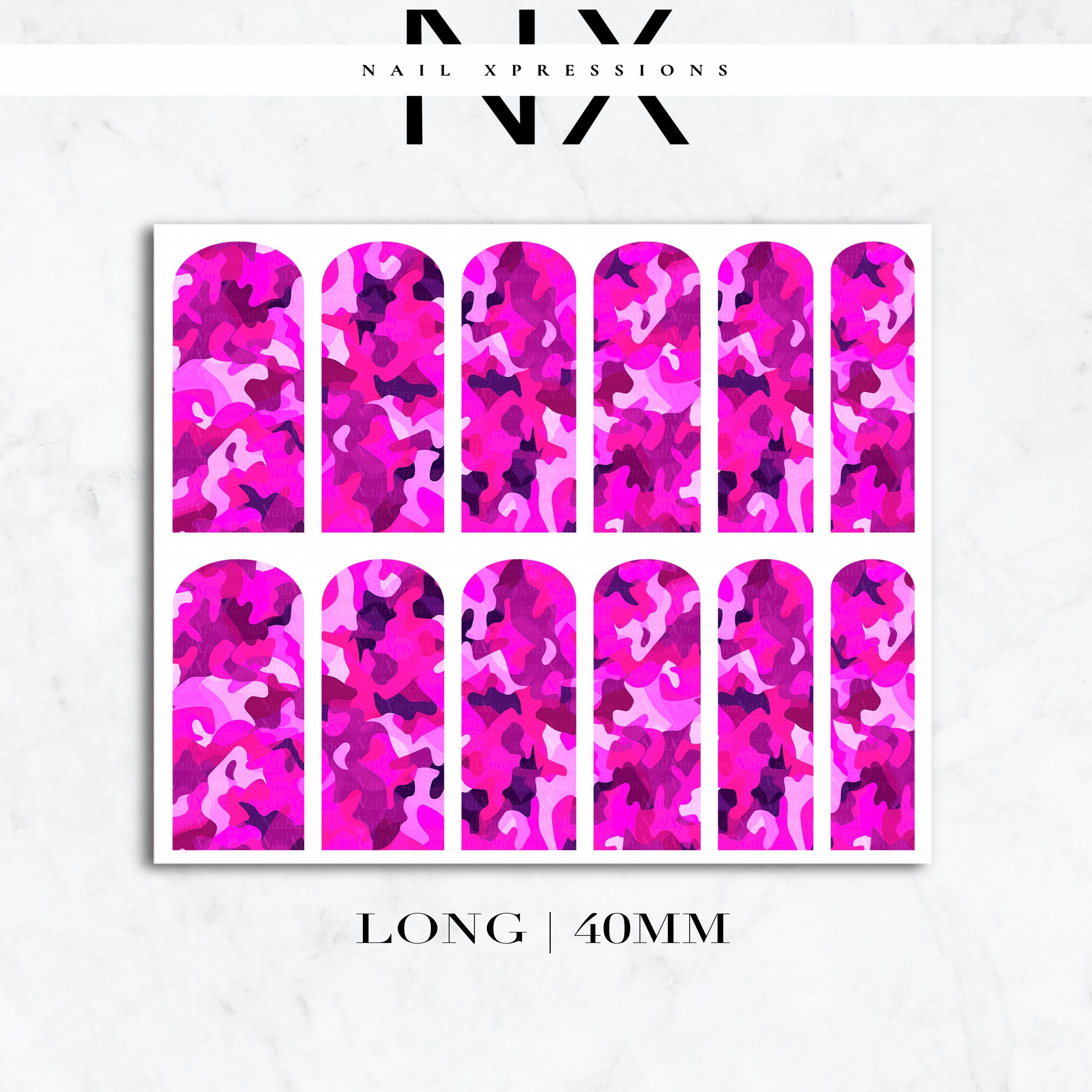Pink Camoflauge Nail Decals | Nail Art Water Transfer | Nail Wraps p