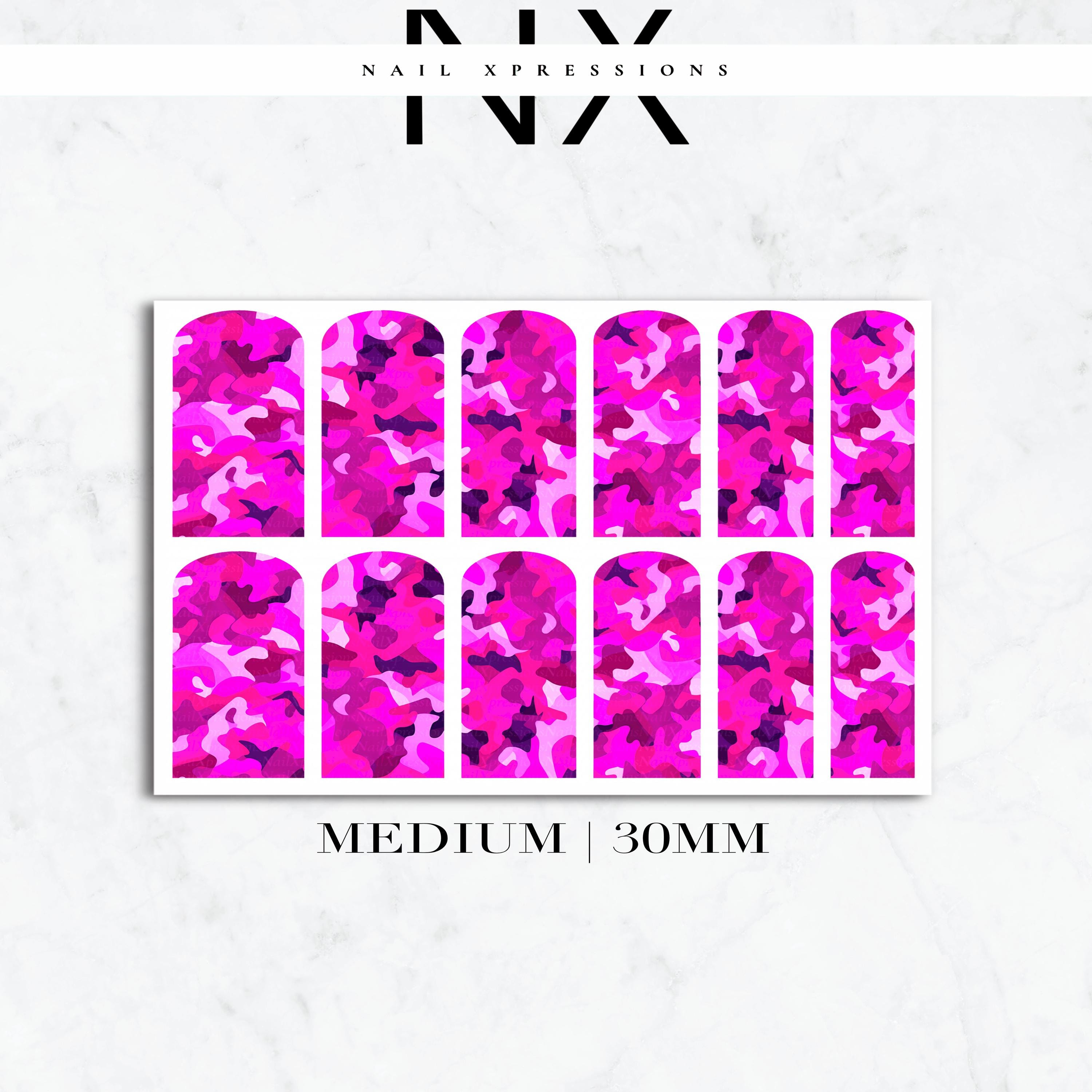 Pink Camoflauge Nail Decals | Nail Art Water Transfer | Nail Wraps p