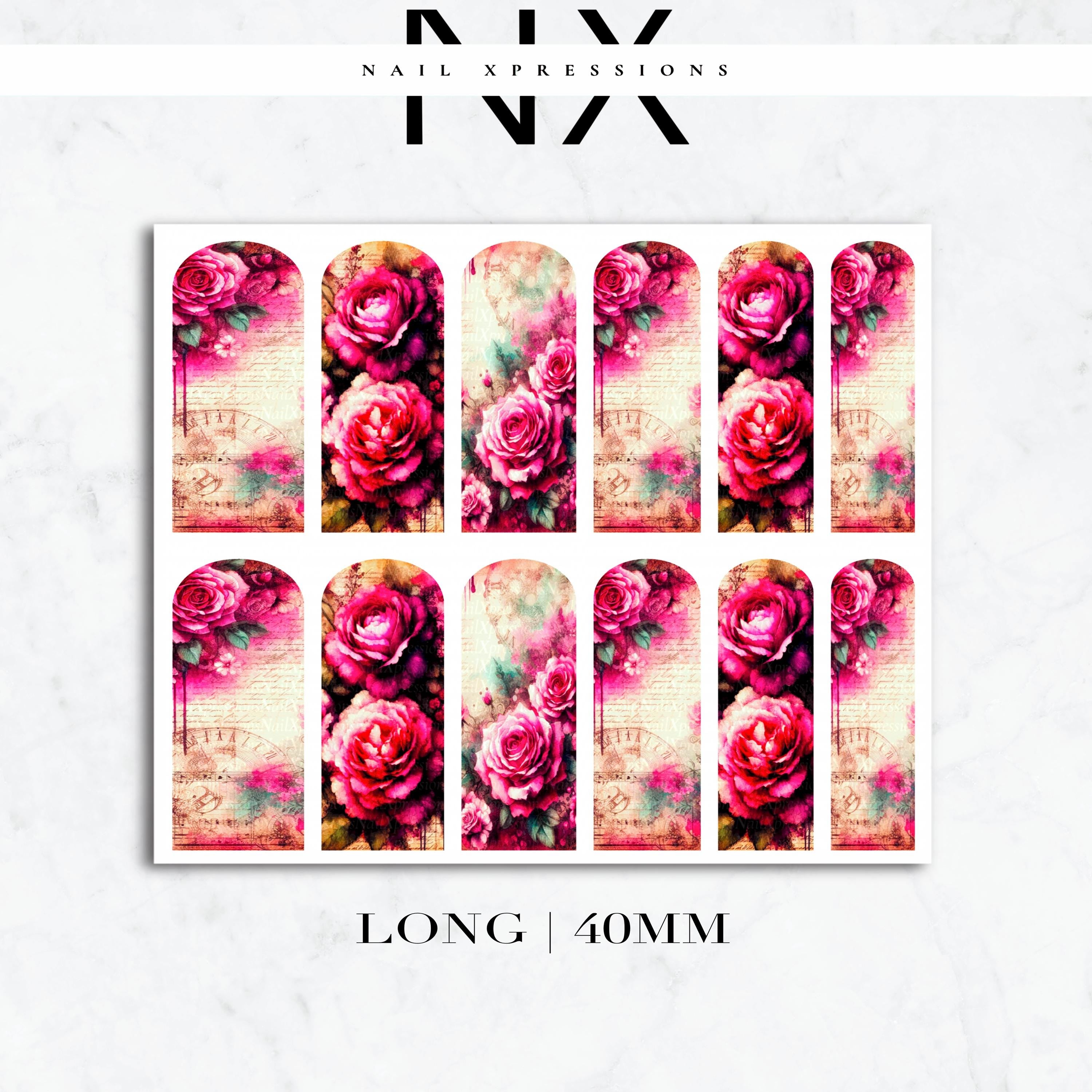 Vintage Roses Nail Decals | Nail Art Water Transfer | Nail Wraps