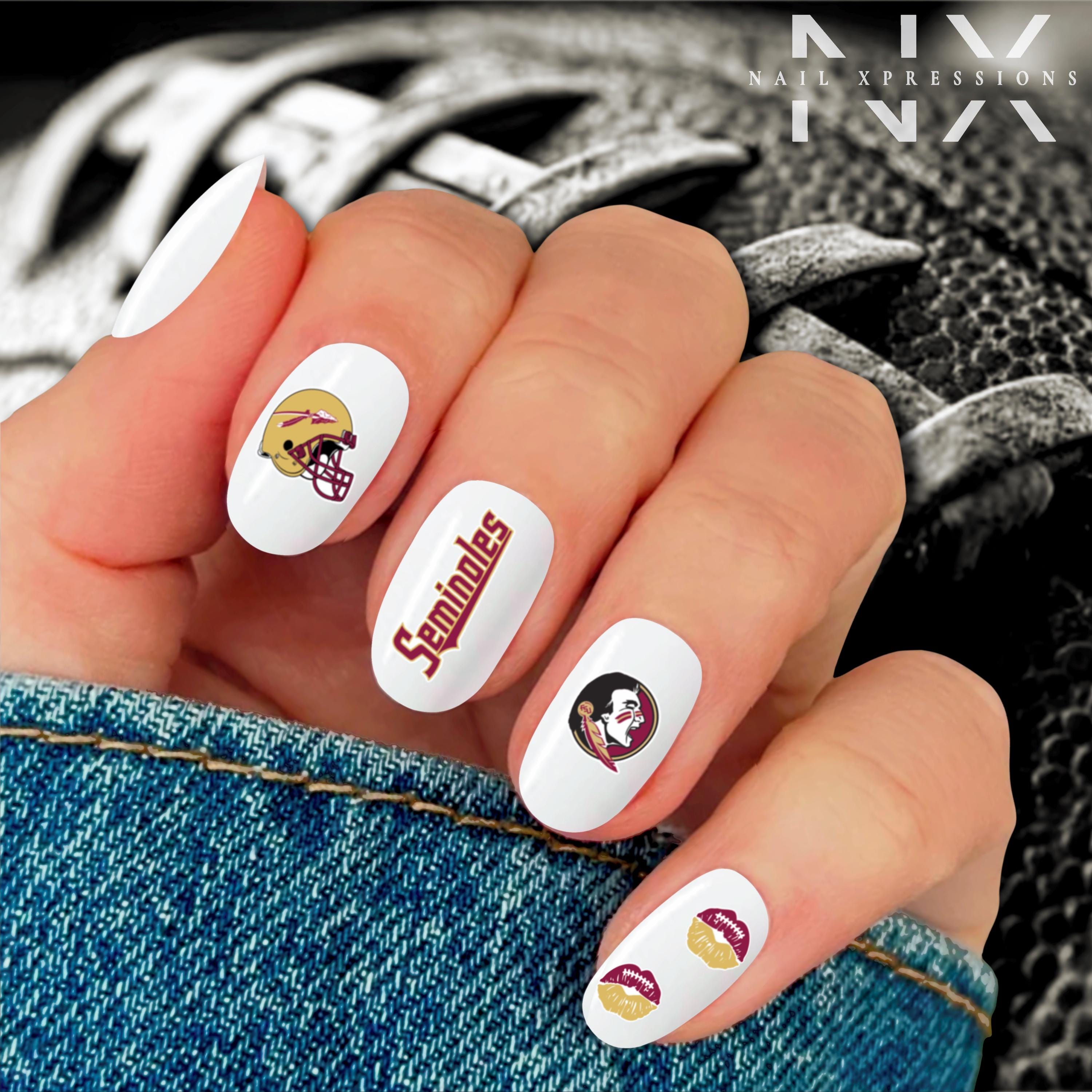 Seminoles Football Nail Art | Football Nail Stickers or Nail Water Decals