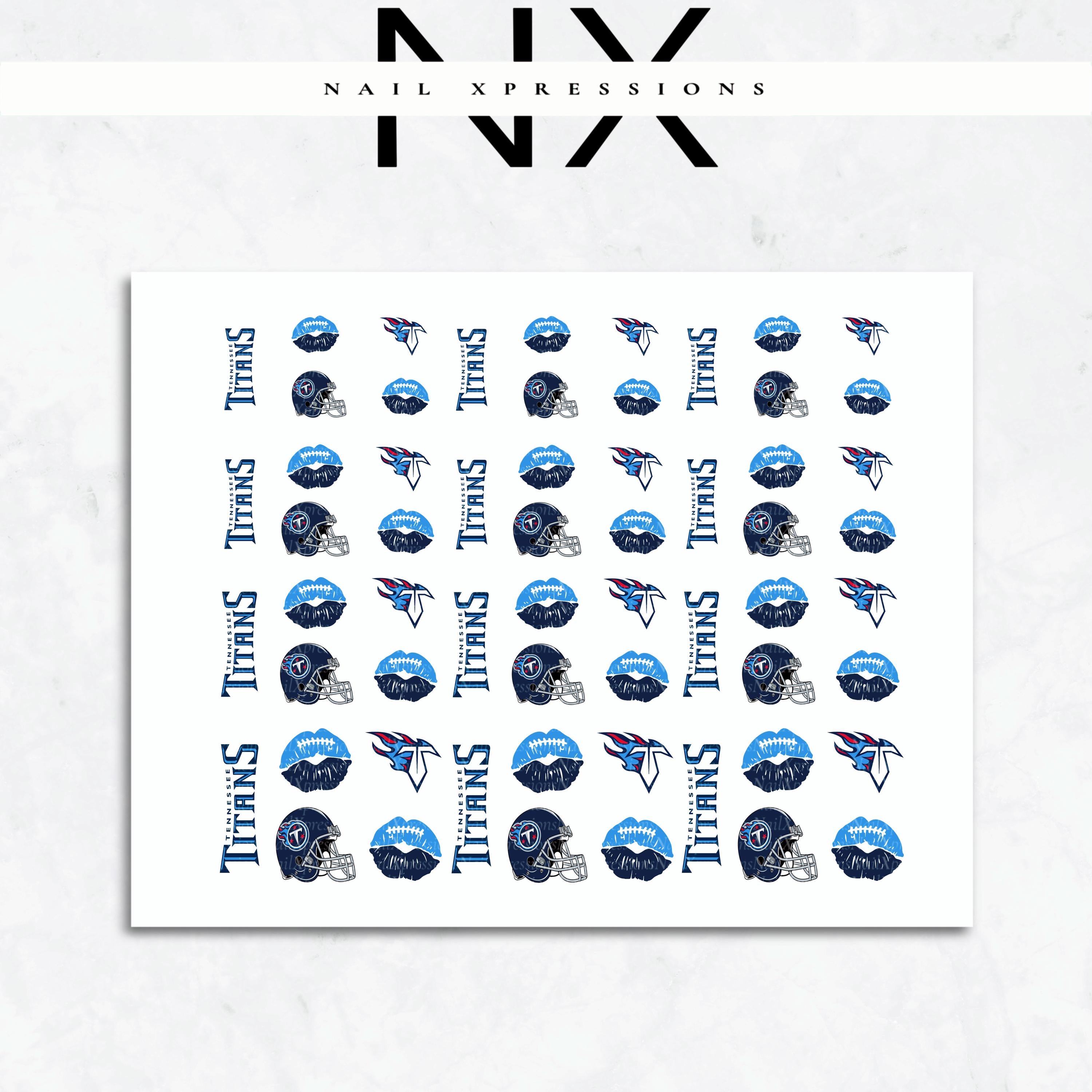 Titans Football Nail Art | Football Nail Stickers or Nail Water Decals