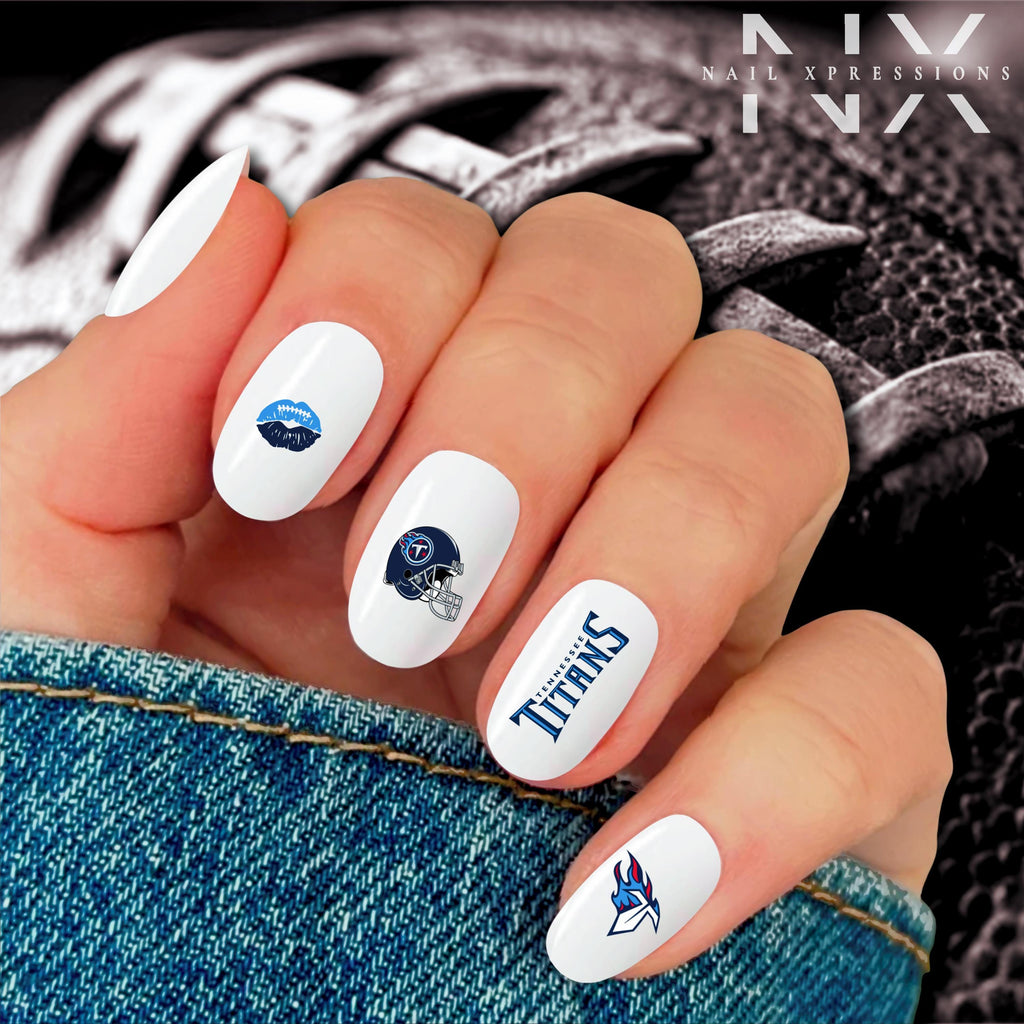 Titans Football Nail Art | Football Nail Stickers or Nail Water Decals