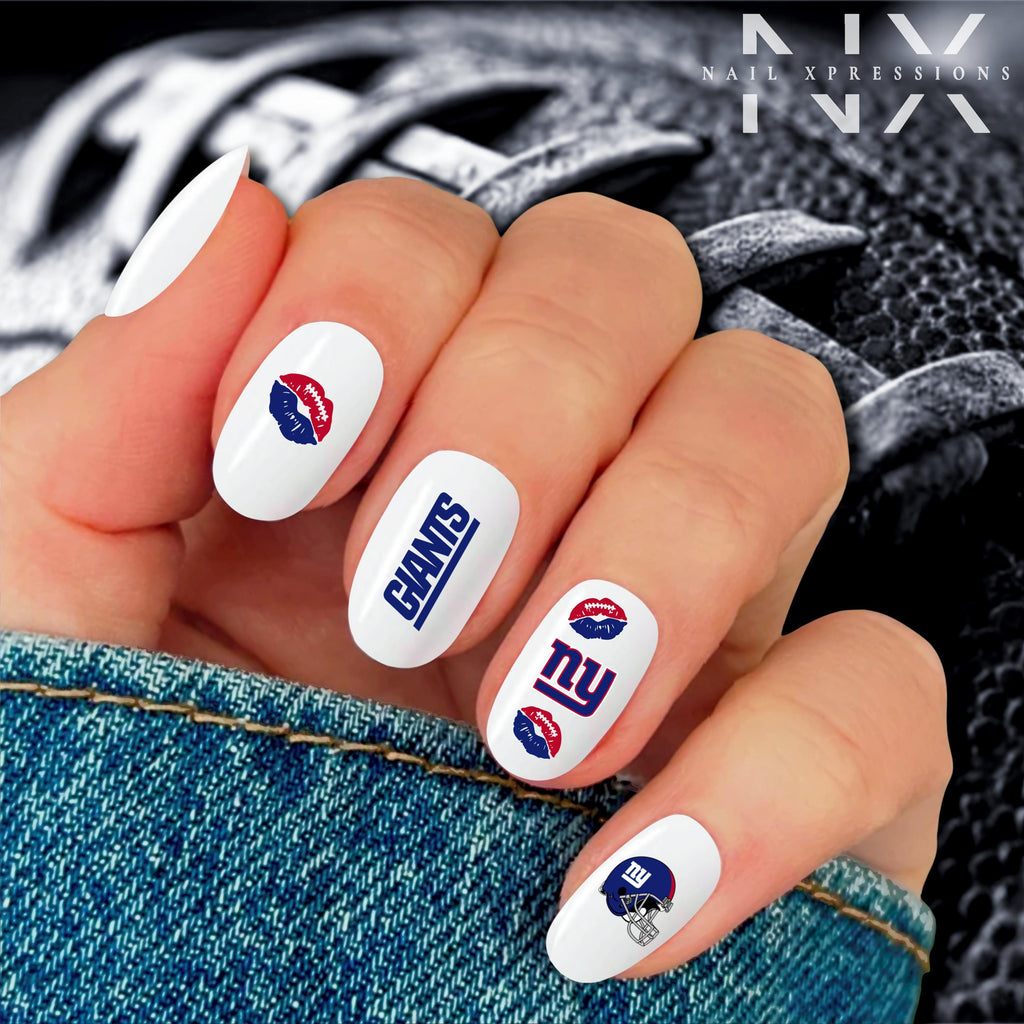 Giants Football Nail Art | Football Nail Stickers or Nail Water Decals