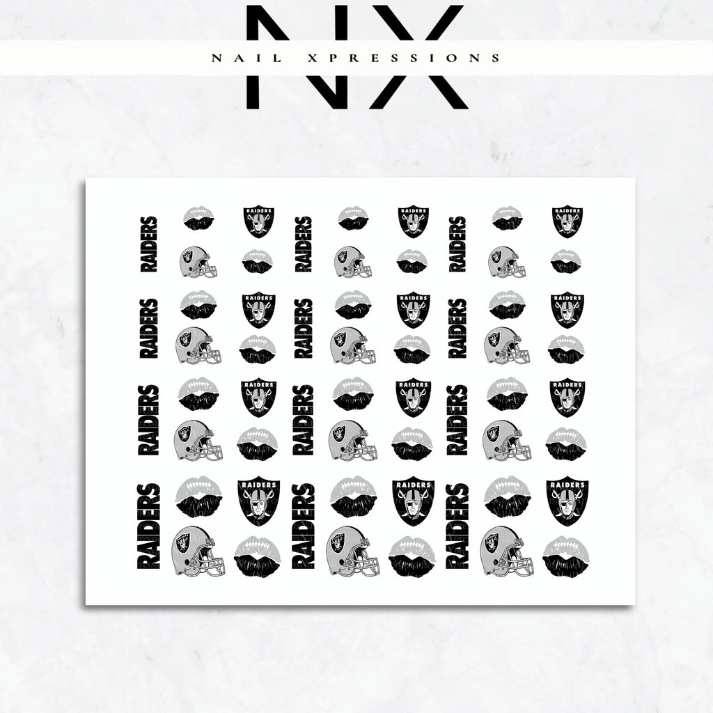 Raiders Football Nail Art | Football Nail Stickers or Nail Water Decals