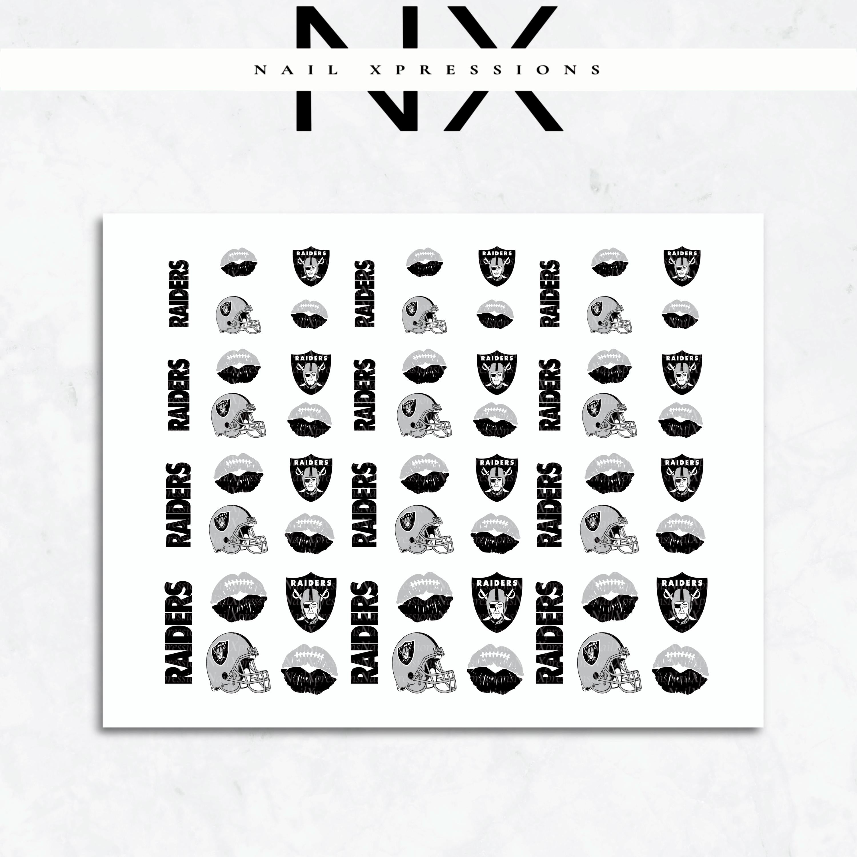 Raiders Football Nail Art | Football Nail Stickers or Nail Water Decals