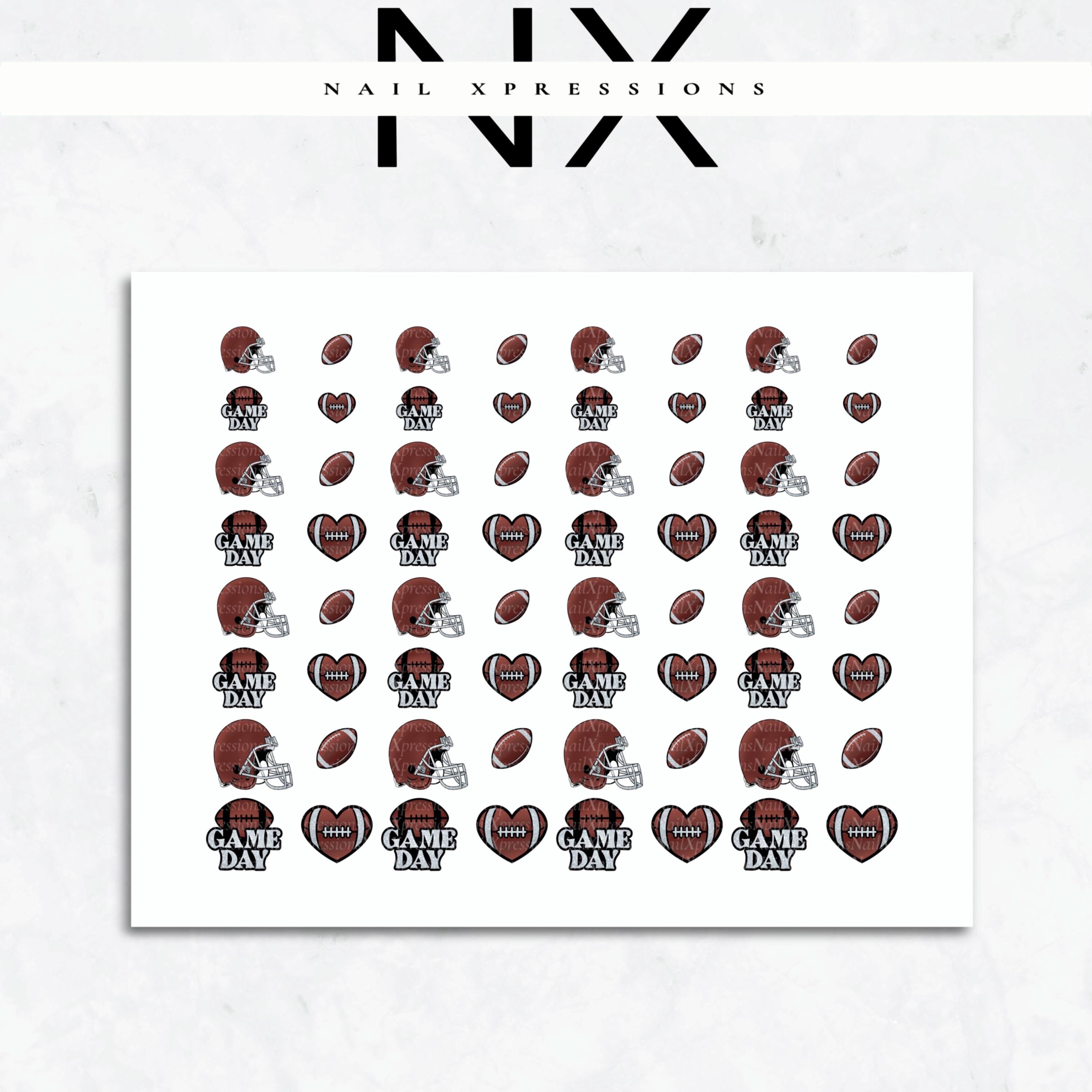 Game day Football Nail Art | Football Nail Stickers or Nail Water Decals