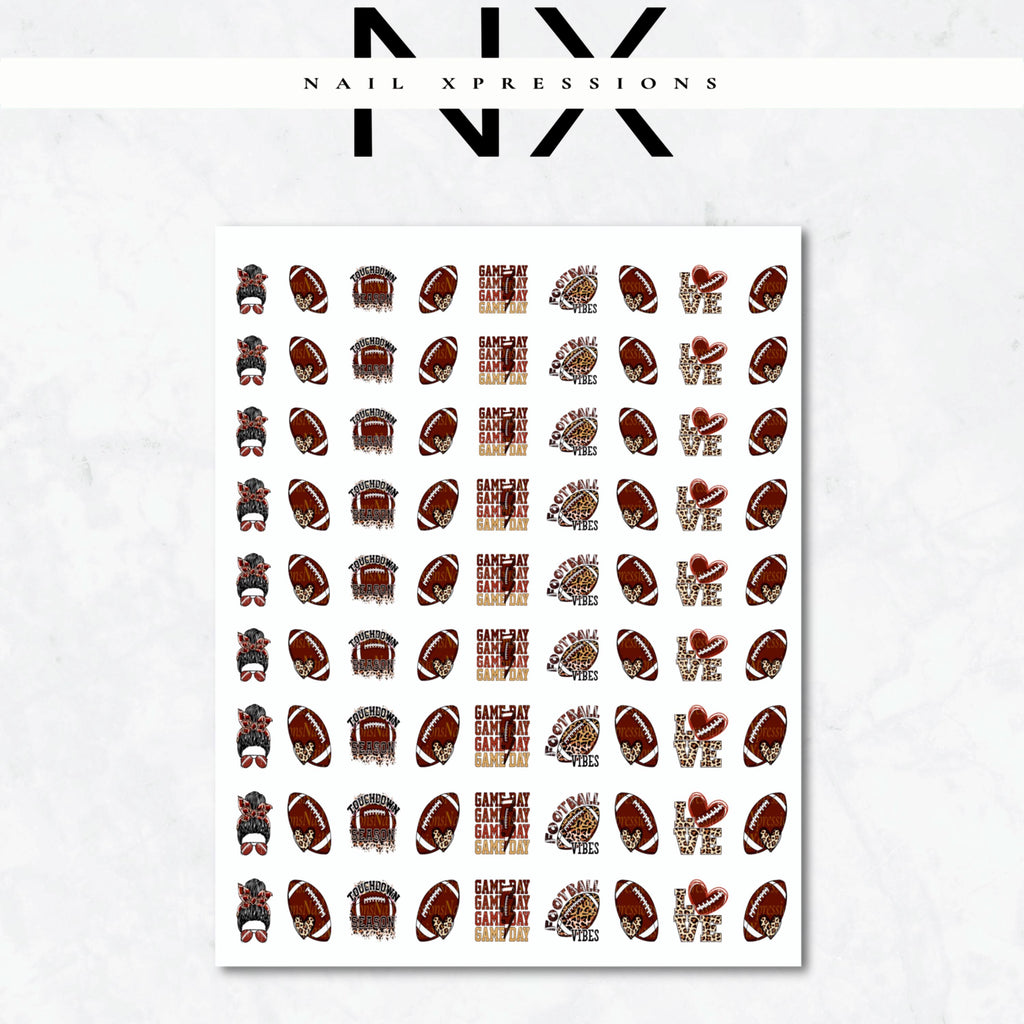 Game Day Fun Football Nail Art | Football Nail Stickers or Nail Water Decals