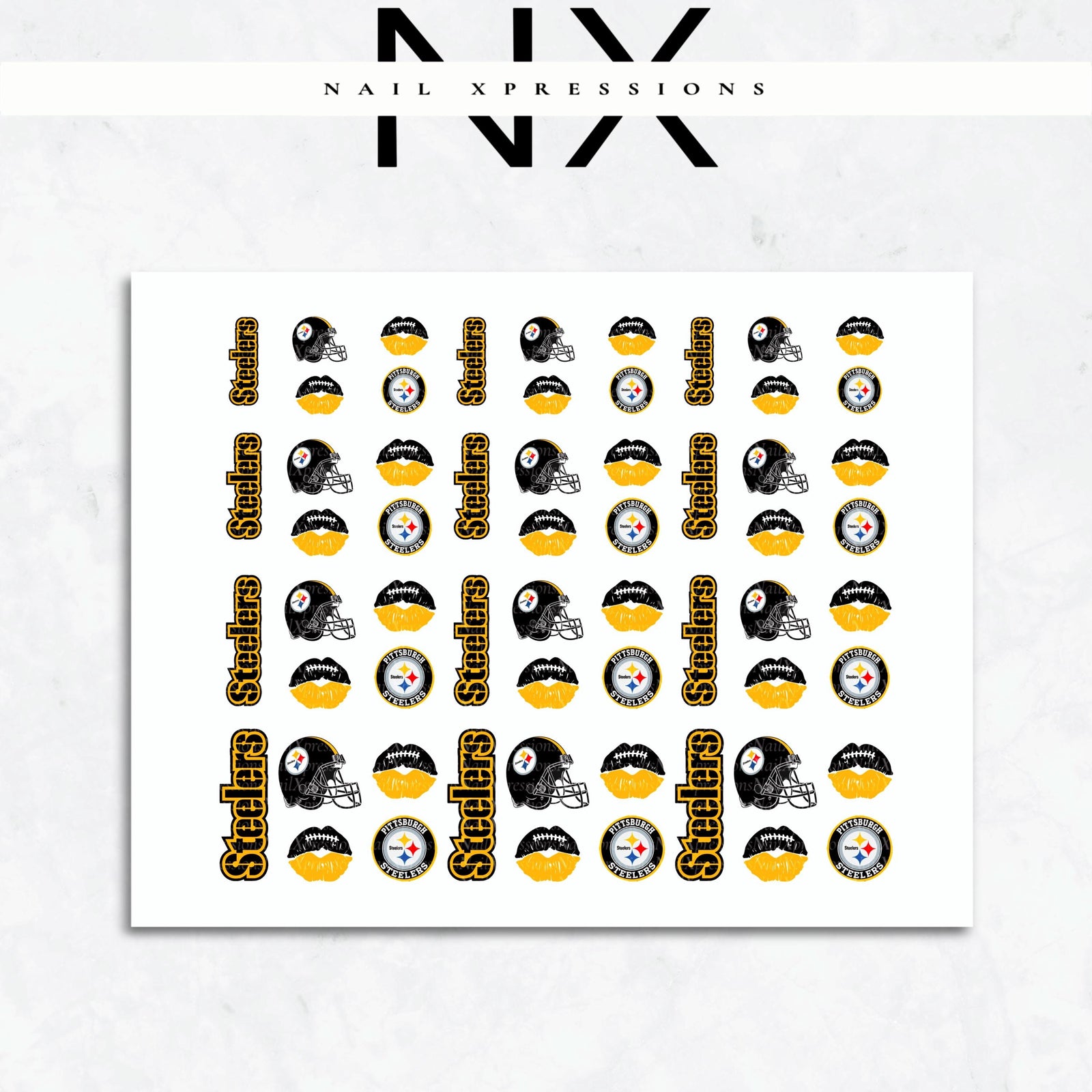 Steelers Football Nail Art | Football Nail Stickers or Nail Water Decals
