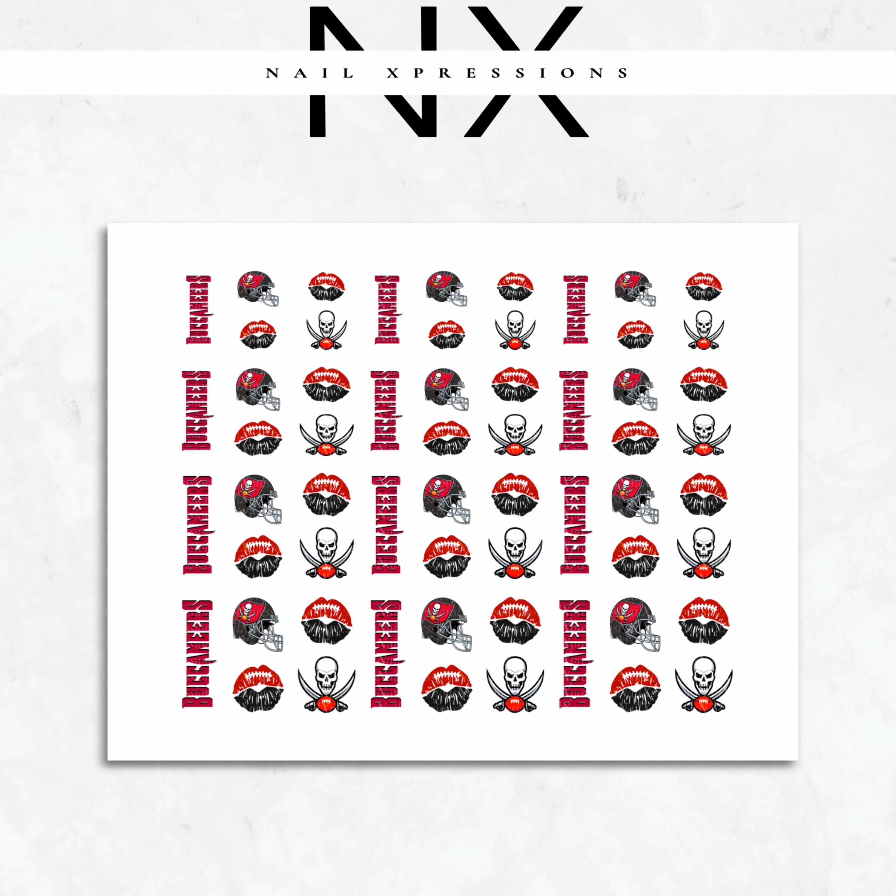 Bucs Football Nail Art | Football Nail Stickers or Nail Water Decals