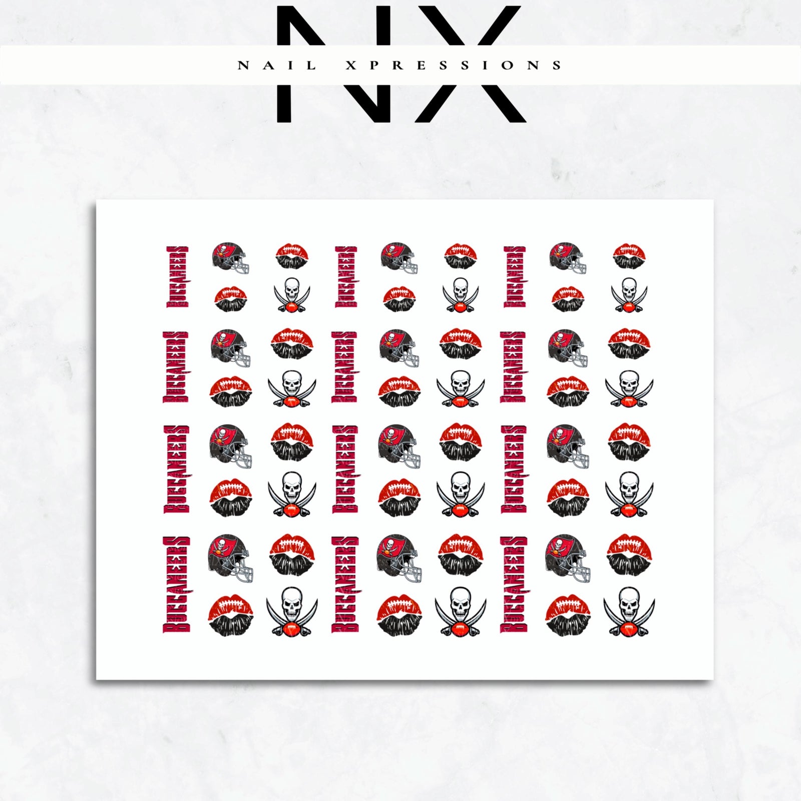 Bucs Football Nail Art | Football Nail Stickers or Nail Water Decals