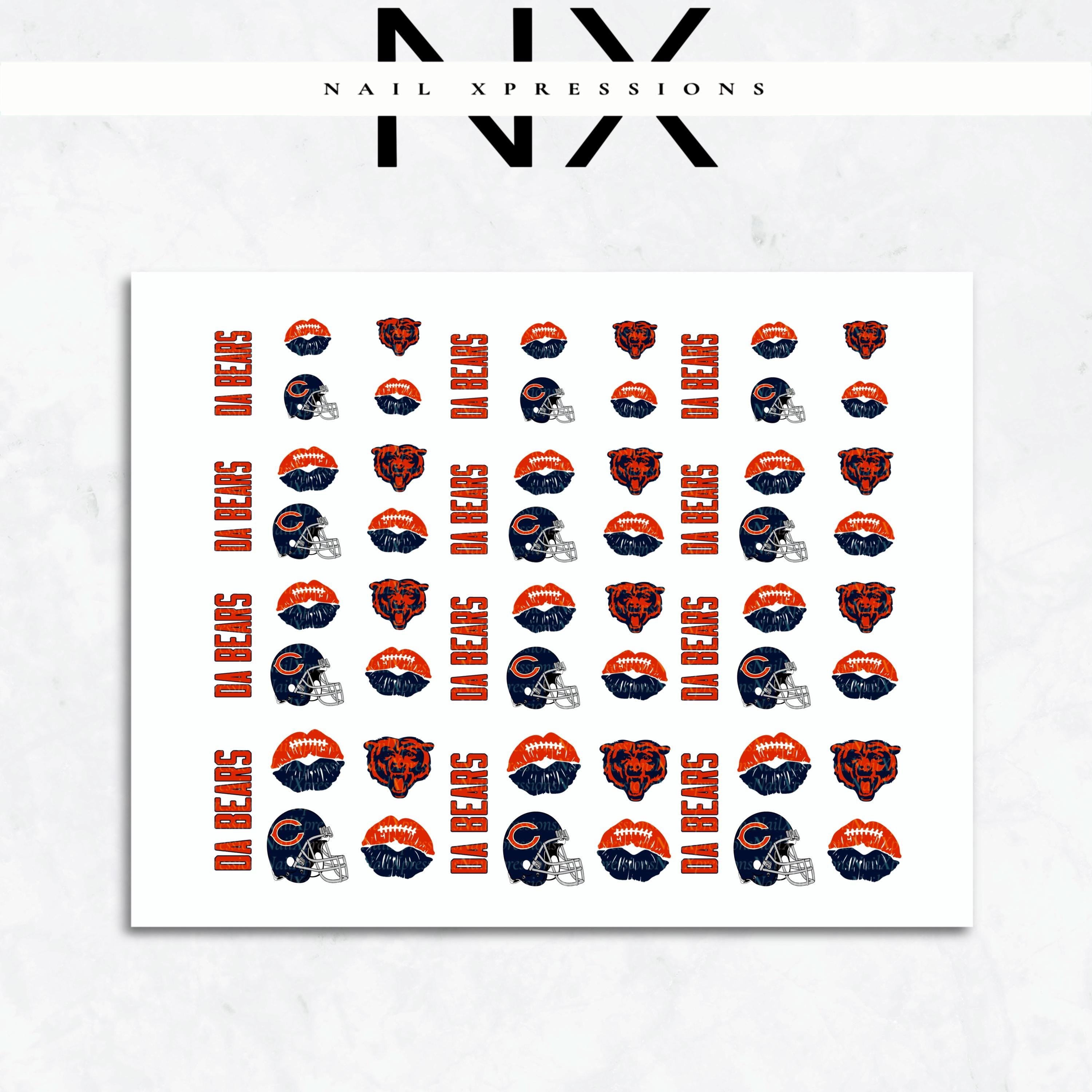Da Bears Football Nail Art | Football Nail Stickers or Nail Water Decals