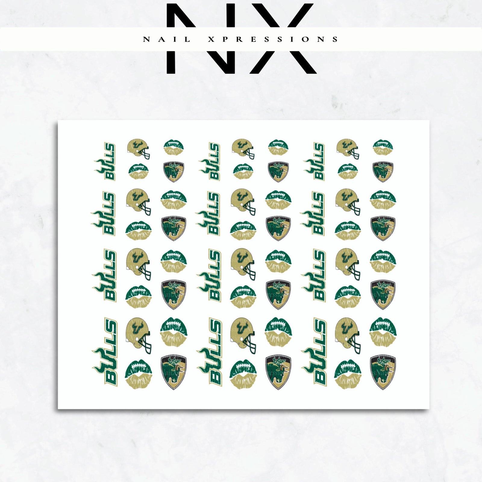 Bulls Football Nail Art | Football Nail Stickers or Nail Water Decals
