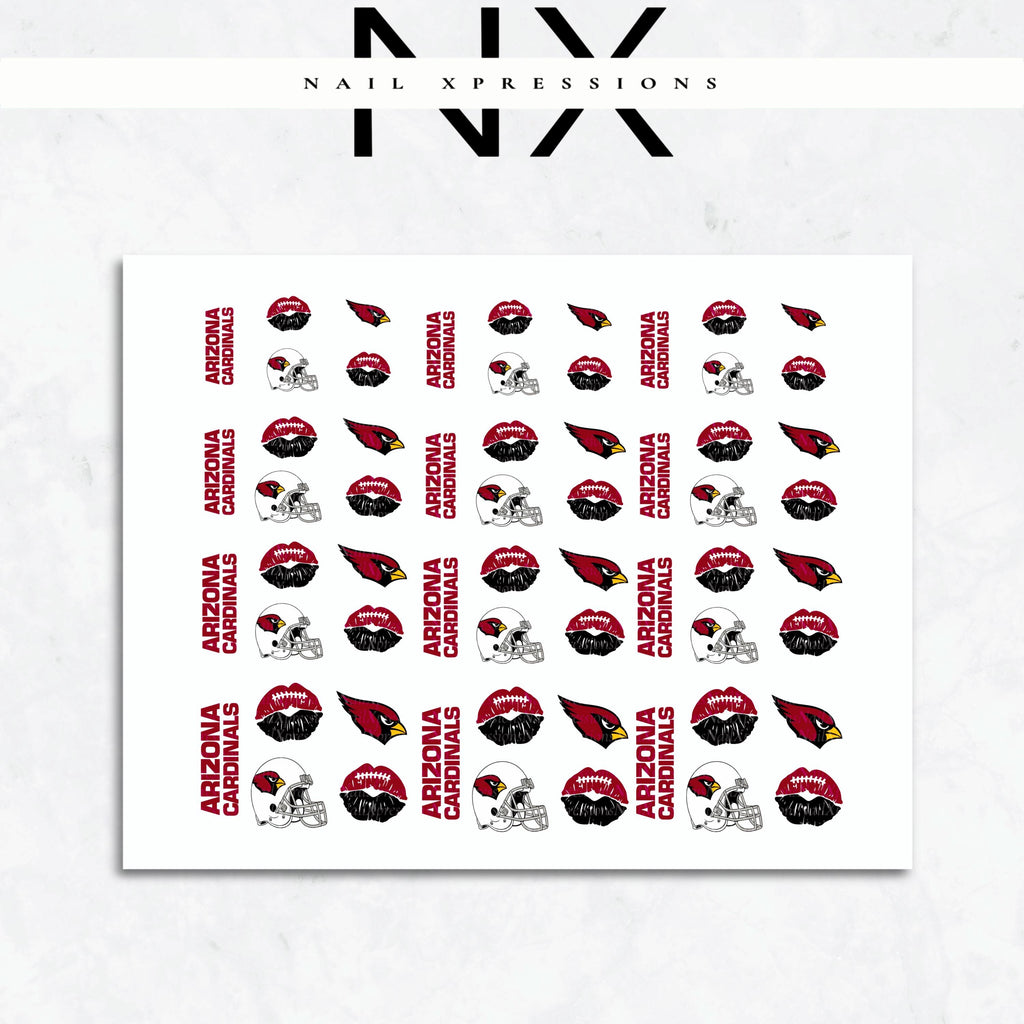 Arizona Cardinals Football Nail Art | Football Nail Stickers or Nail Water Decals