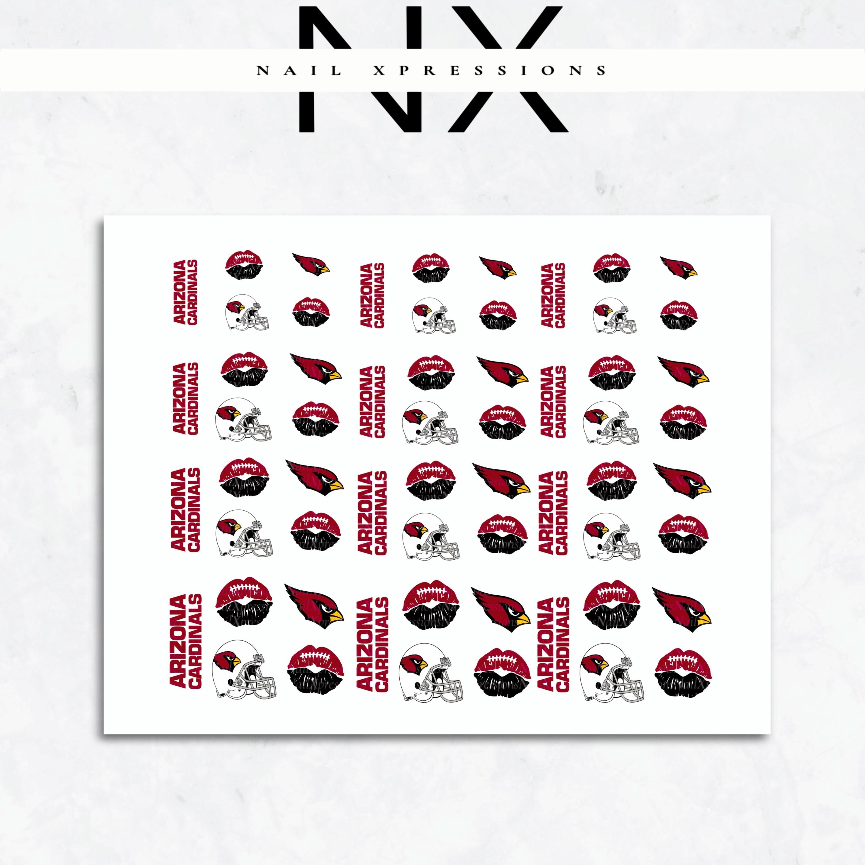 Arizona Cardinals Football Nail Art | Football Nail Stickers or Nail Water Decals